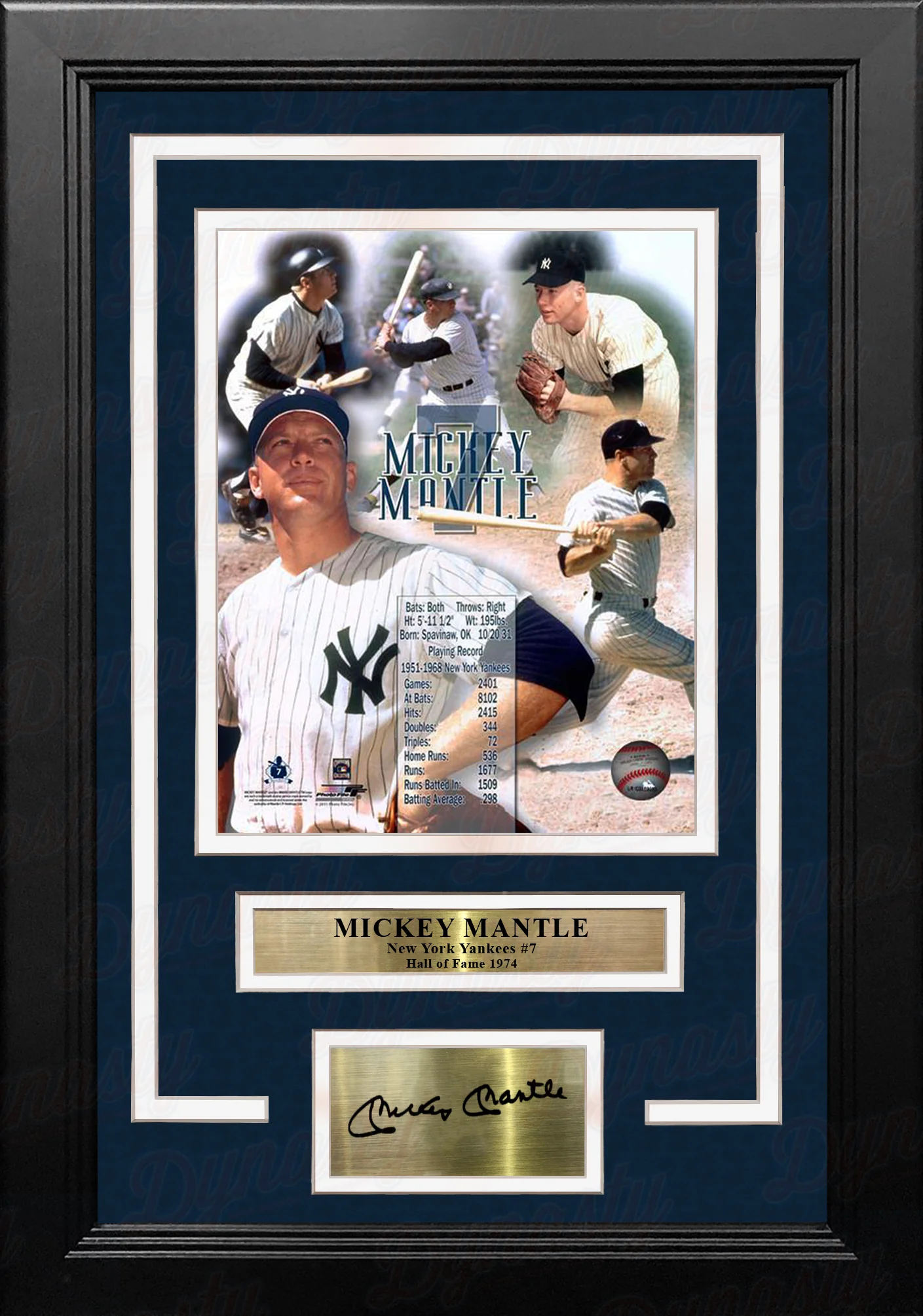 Mickey Mantle Stat Collage New York Yankees 8" x 10" Framed Baseball Photo with Engraved Autograph - Image 2