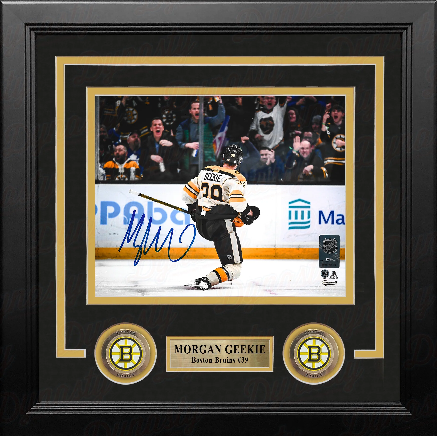 Morgan Geekie Celebration Boston Bruins Autographed 8" x 10" Framed Hockey Photo - Image 2