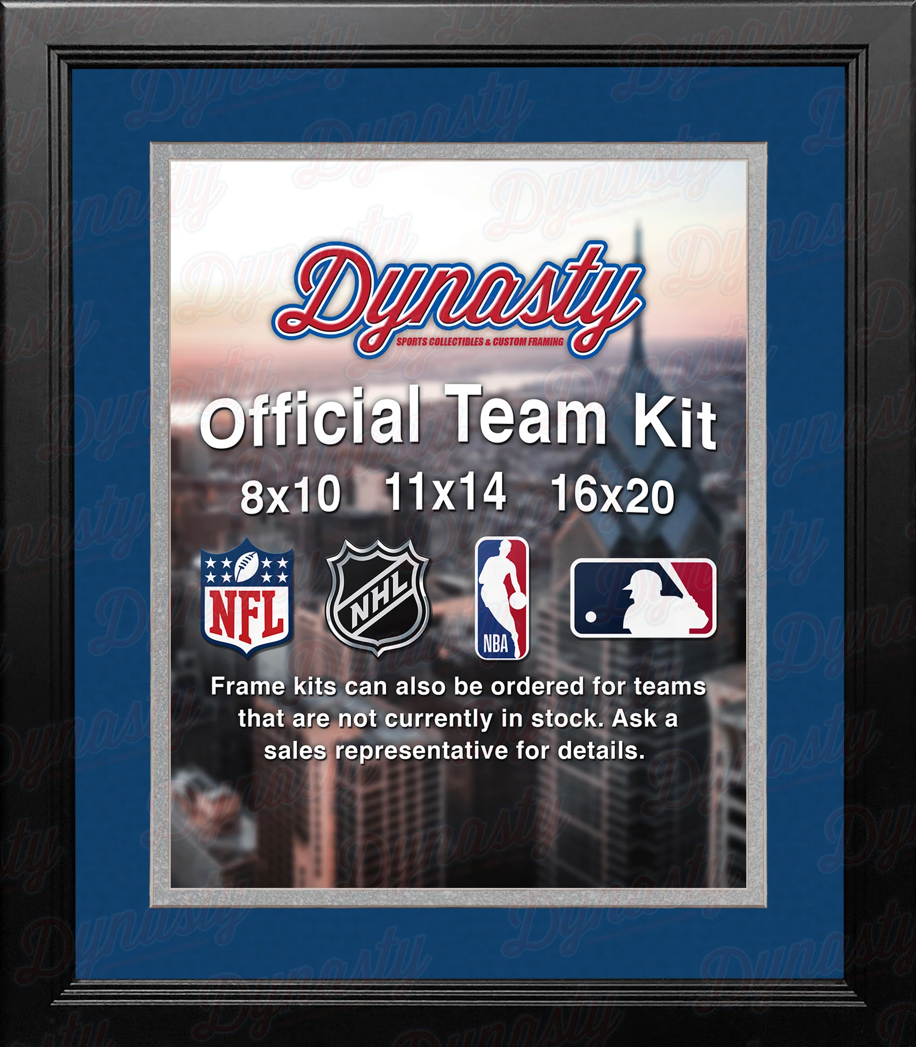 NBA Basketball Photo Picture Frame Kit - Dallas Mavericks (Blue Matting, Silver Trim) - Image 2