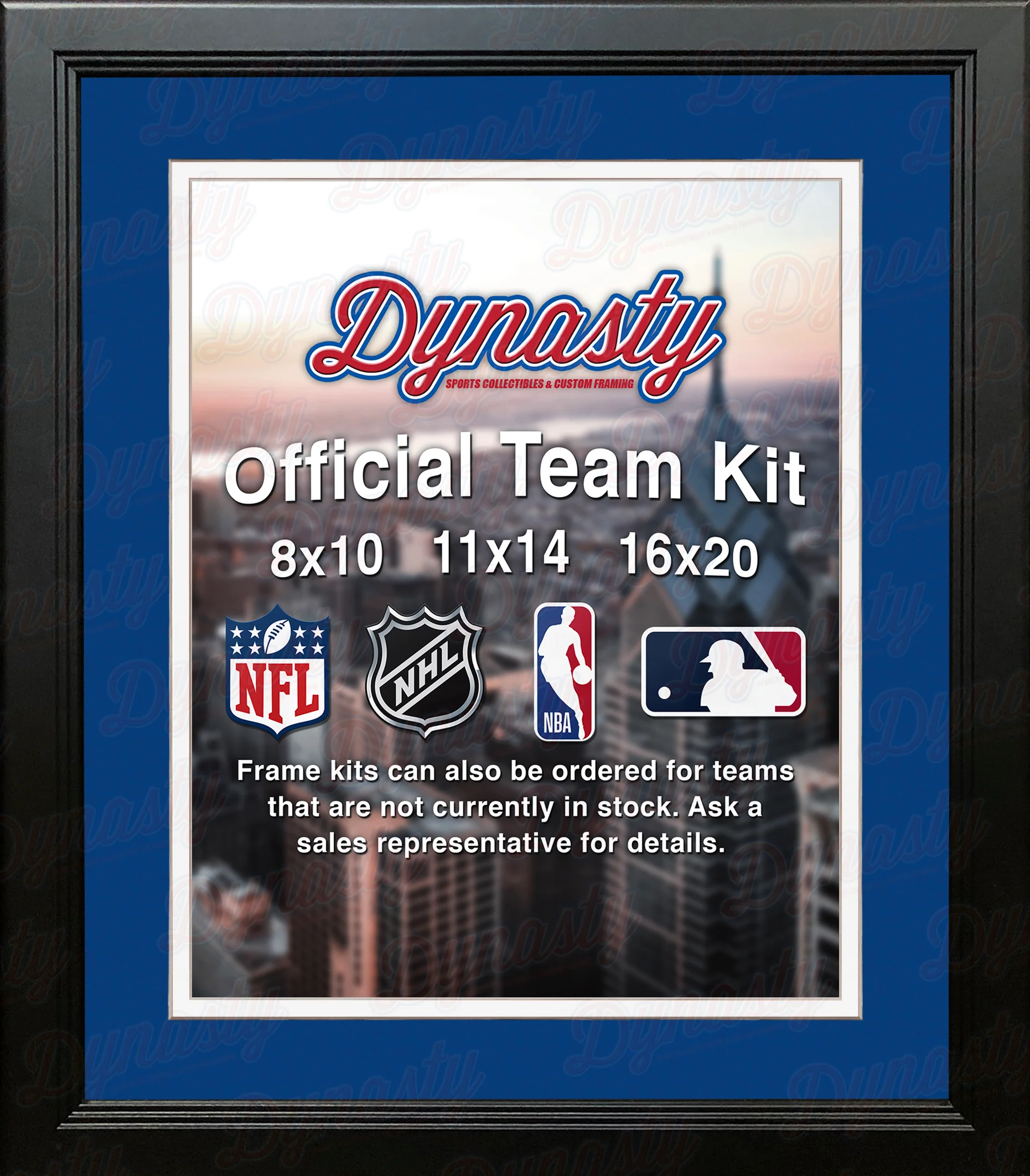 NBA Basketball Photo Picture Frame Kit - Dallas Mavericks (Blue Matting, White Trim) - Image 2
