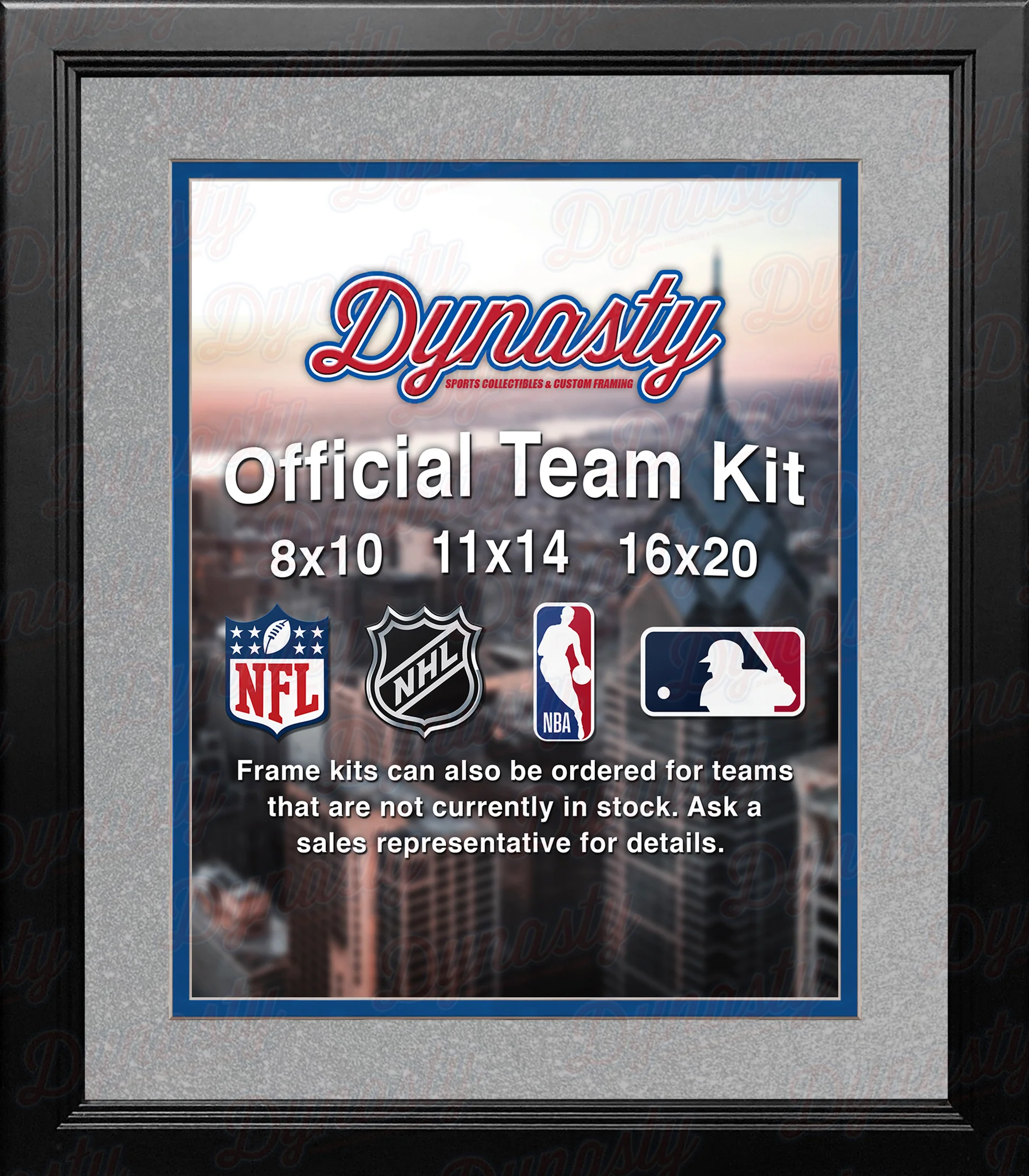NBA Basketball Photo Picture Frame Kit - Dallas Mavericks (Silver Matting, Blue Trim) - Image 2