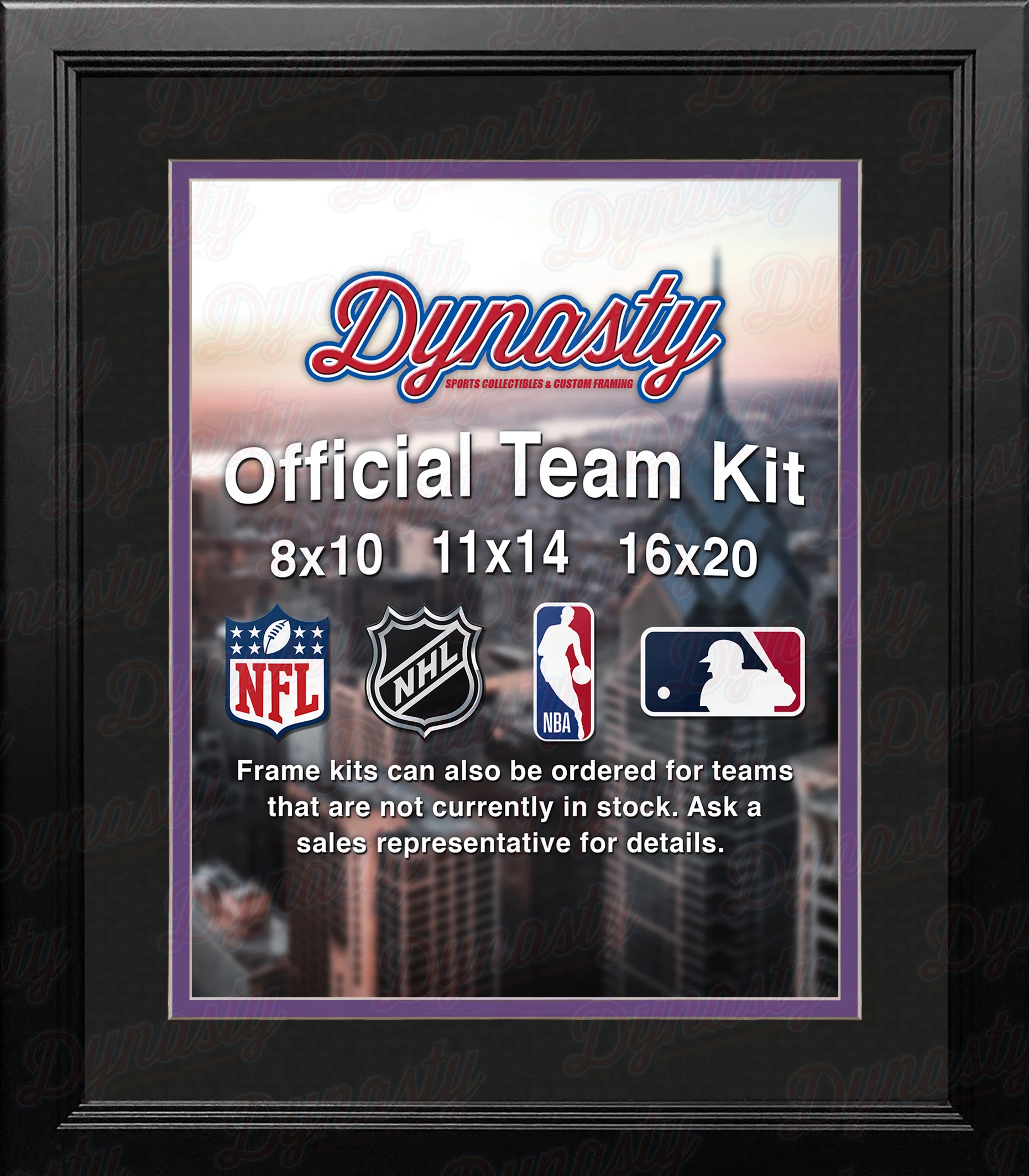 NBA Basketball Photo Picture Frame Kit - Sacramento Kings (Black Matting, Purple Trim) - Image 2