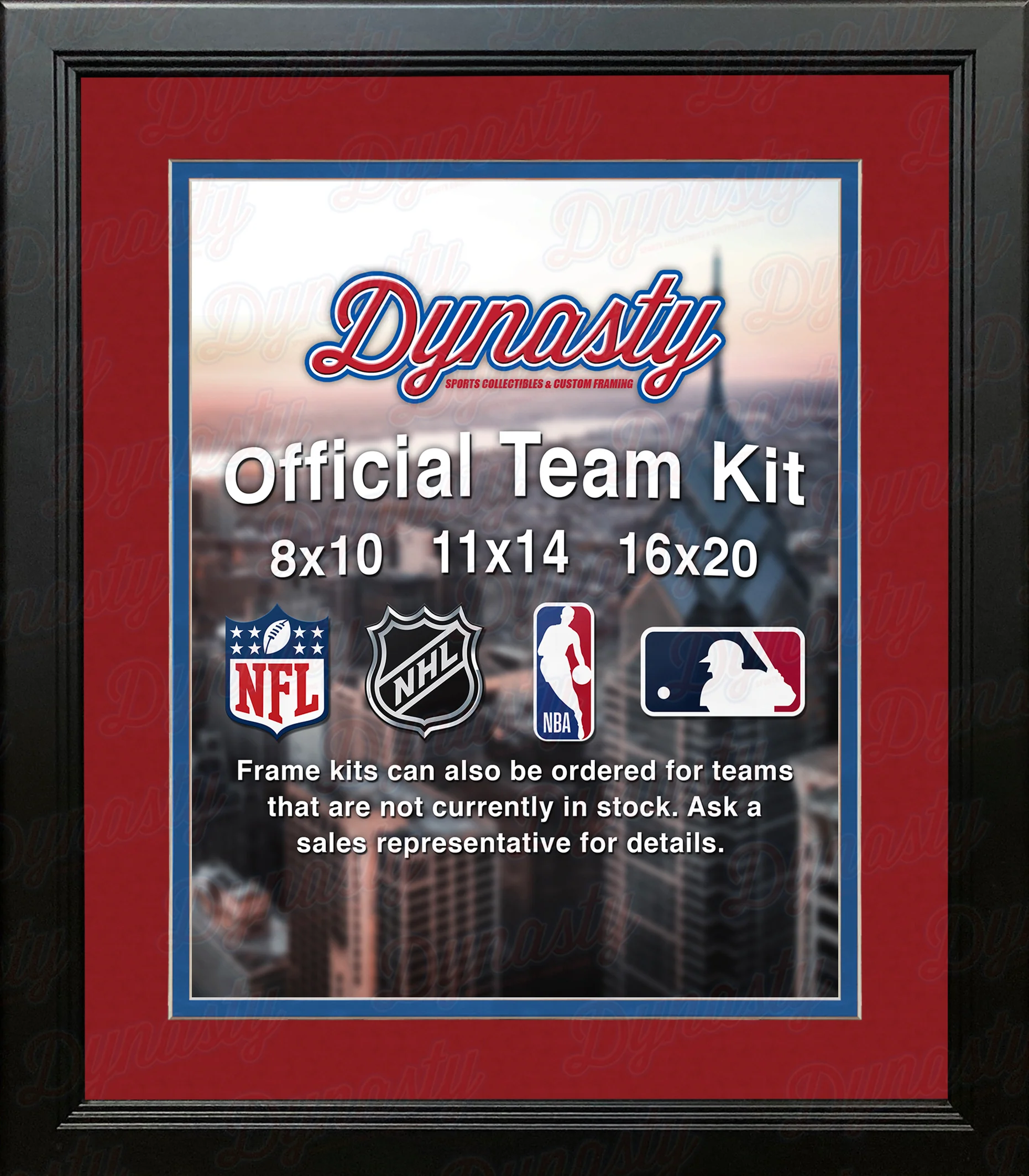 NBA Basketball Photo Picture Frame Kit - Los Angeles Clippers (Red Matting, Blue Trim) - Image 2