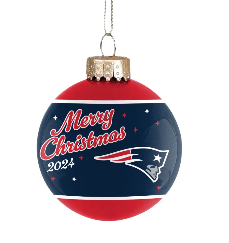 New England Patriots 2024 Holiday Glass Ball Ornament