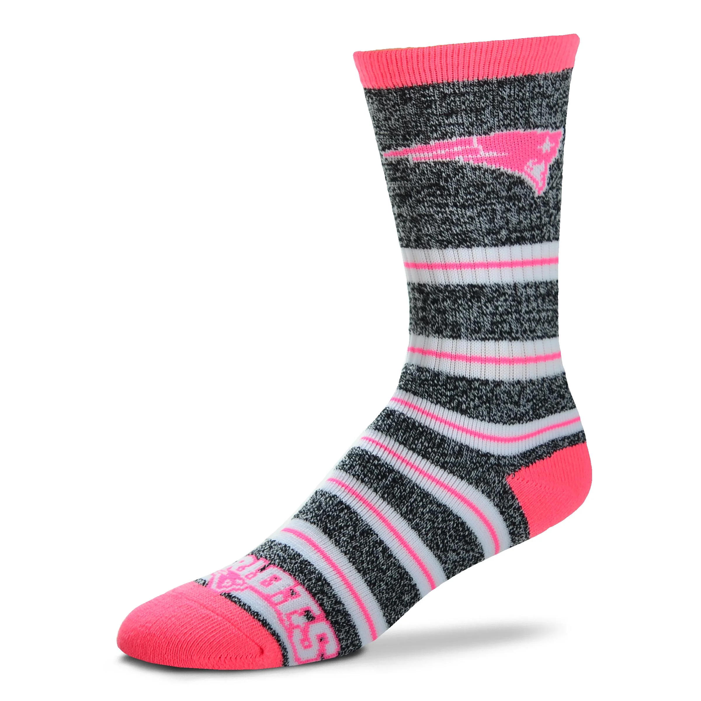 New England Patriots Melange Stripe Pink Socks