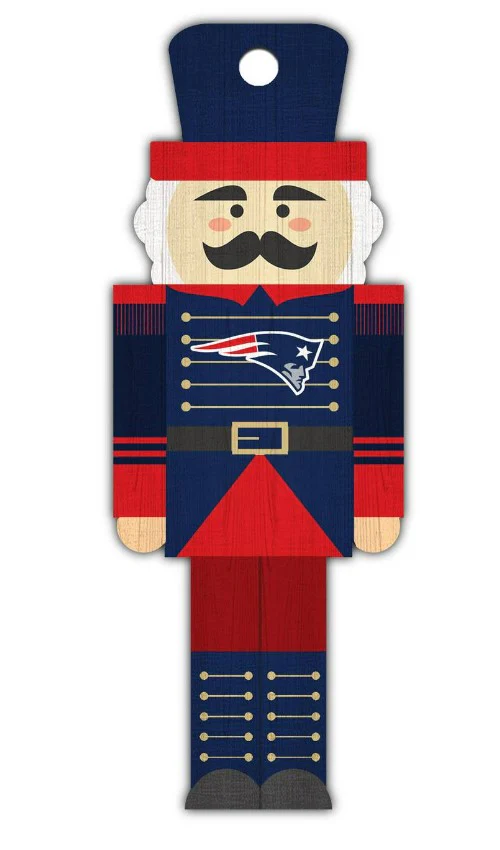 New England Patriots Wood Nutcracker Ornament