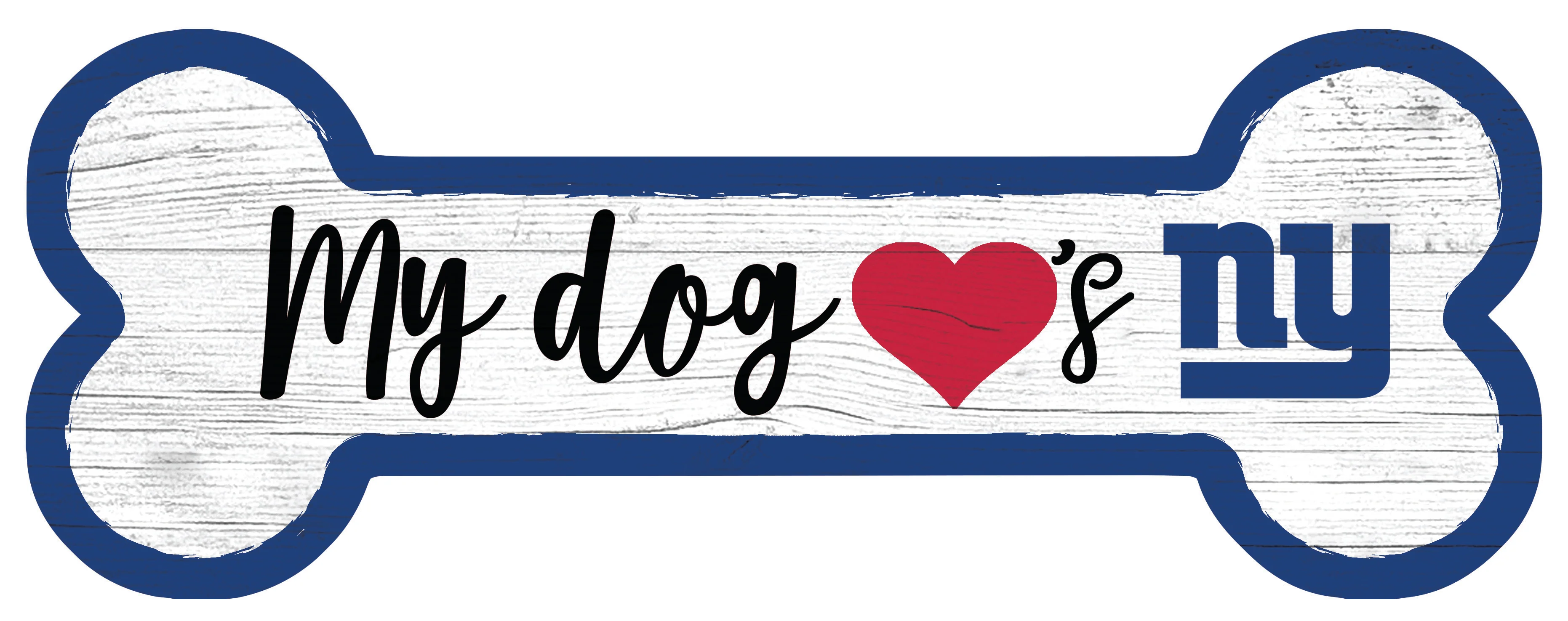 New York Giants Football Dog Bone White Wooden Sign
