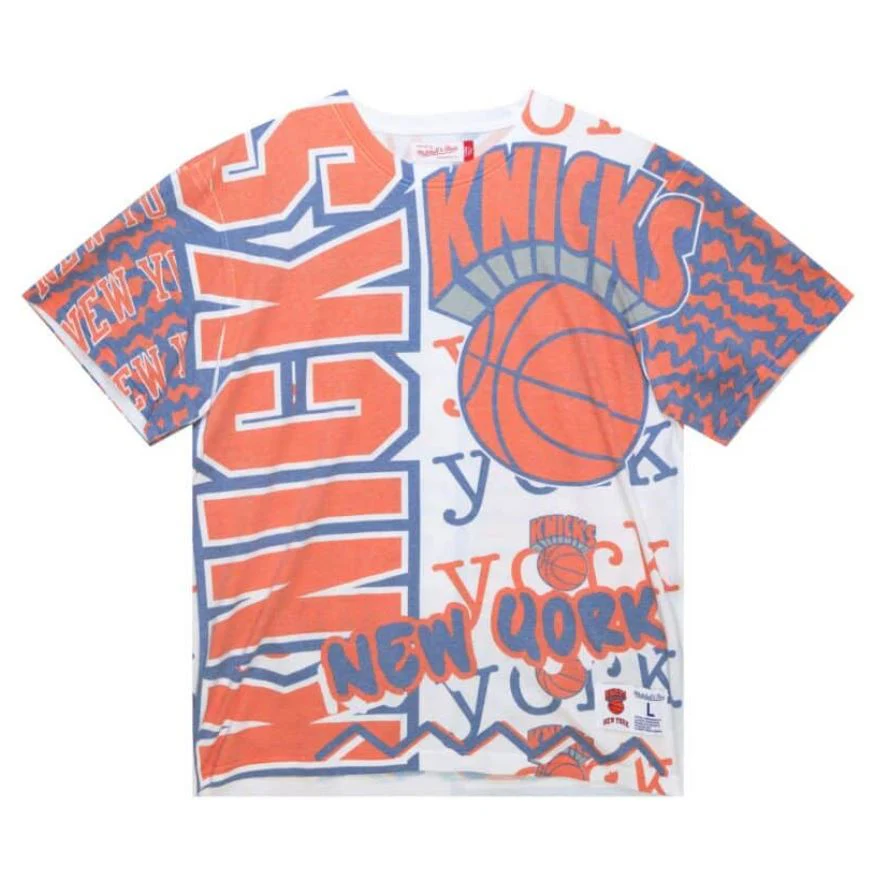 New York Knicks Mitchell & Ness White Jumbotron 2.0 Sublimated T-Shirt