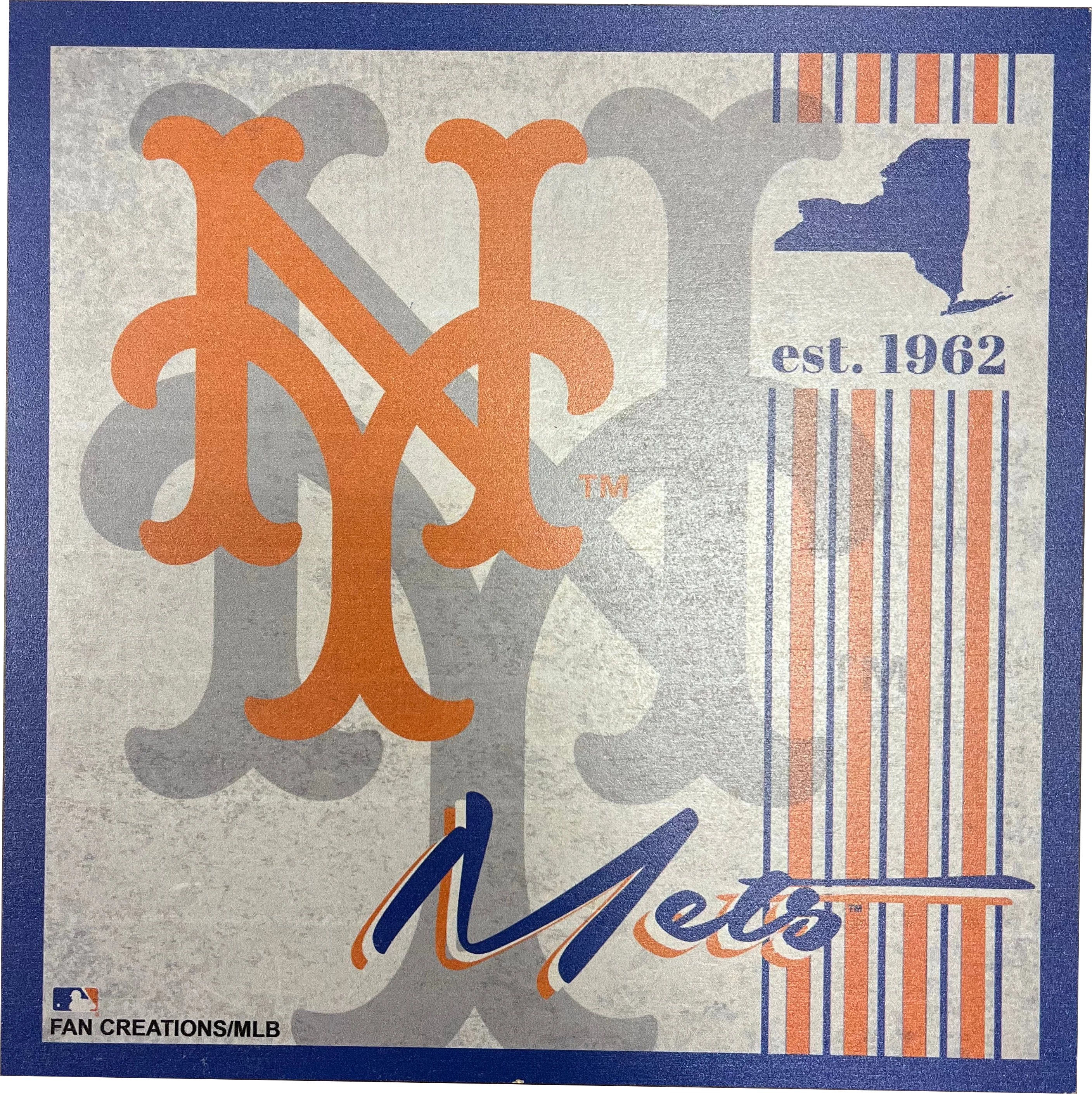 New York Mets 9.5'' x 9.5'' Throwback Album Wood Sign
