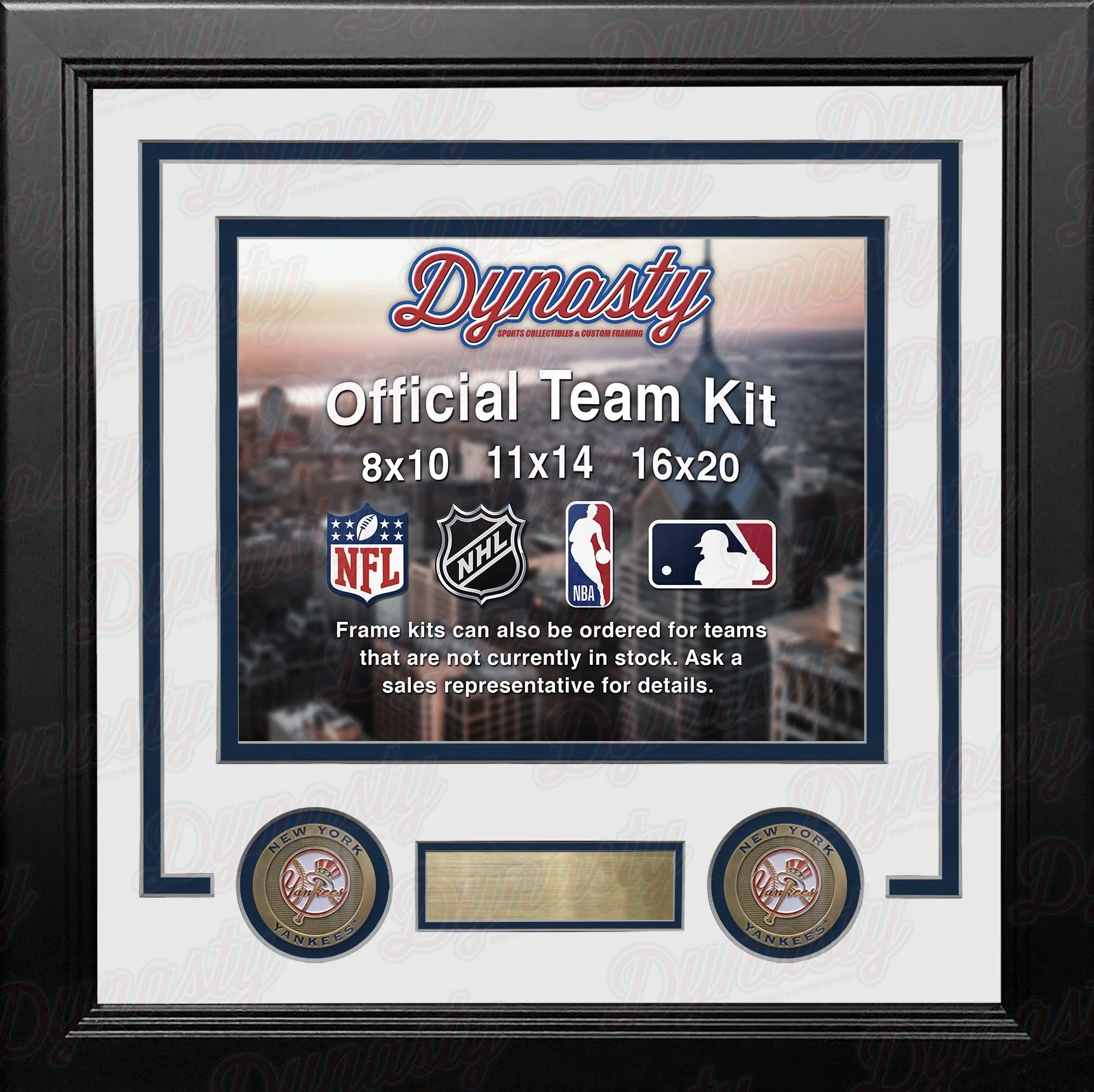 New York Yankees Custom MLB Baseball 11x14 Picture Frame Kit (Multiple Colors) - Image 2