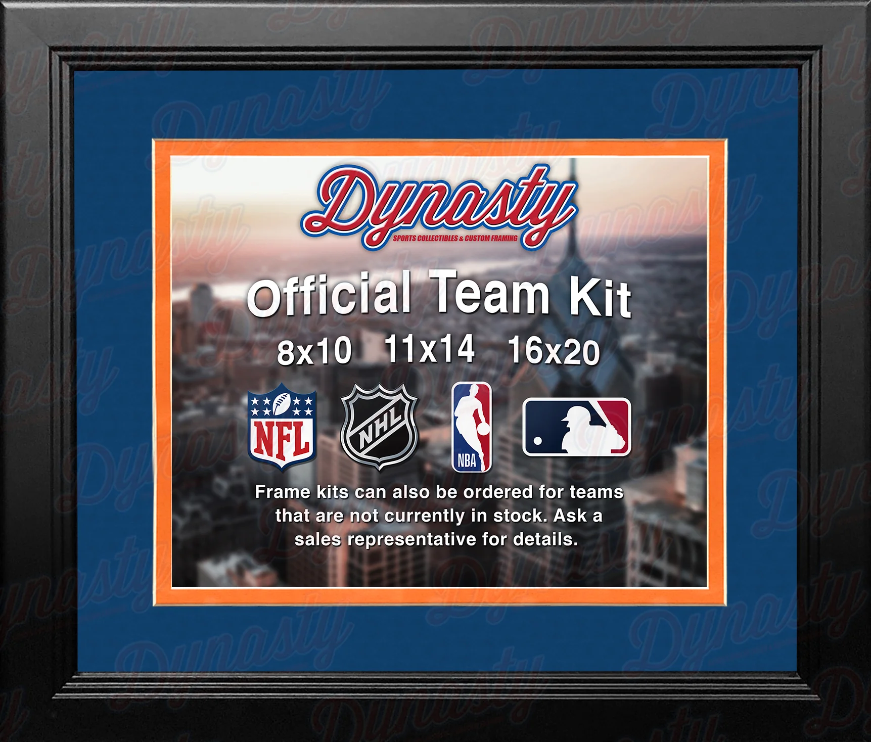 NHL Hockey Photo Picture Frame Kit - Edmonton Oilers (Blue Matting, Orange Trim)