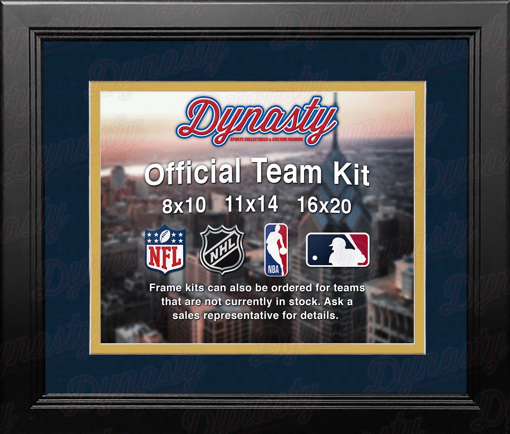 NHL Hockey Photo Picture Frame Kit - Florida Panthers (Navy Matting, Yellow Trim)