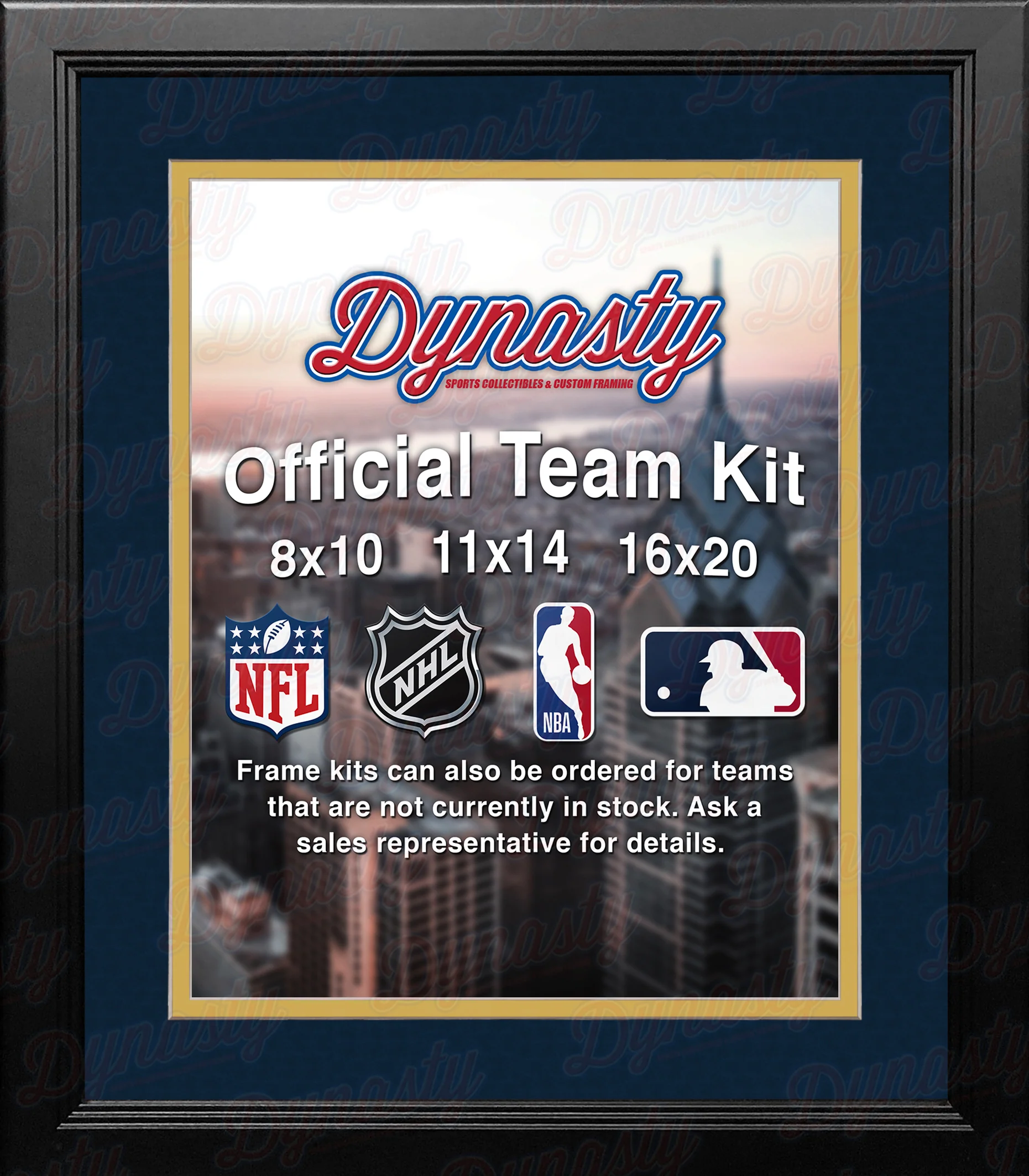 NHL Hockey Photo Picture Frame Kit - Florida Panthers (Navy Matting, Yellow Trim) - Image 2