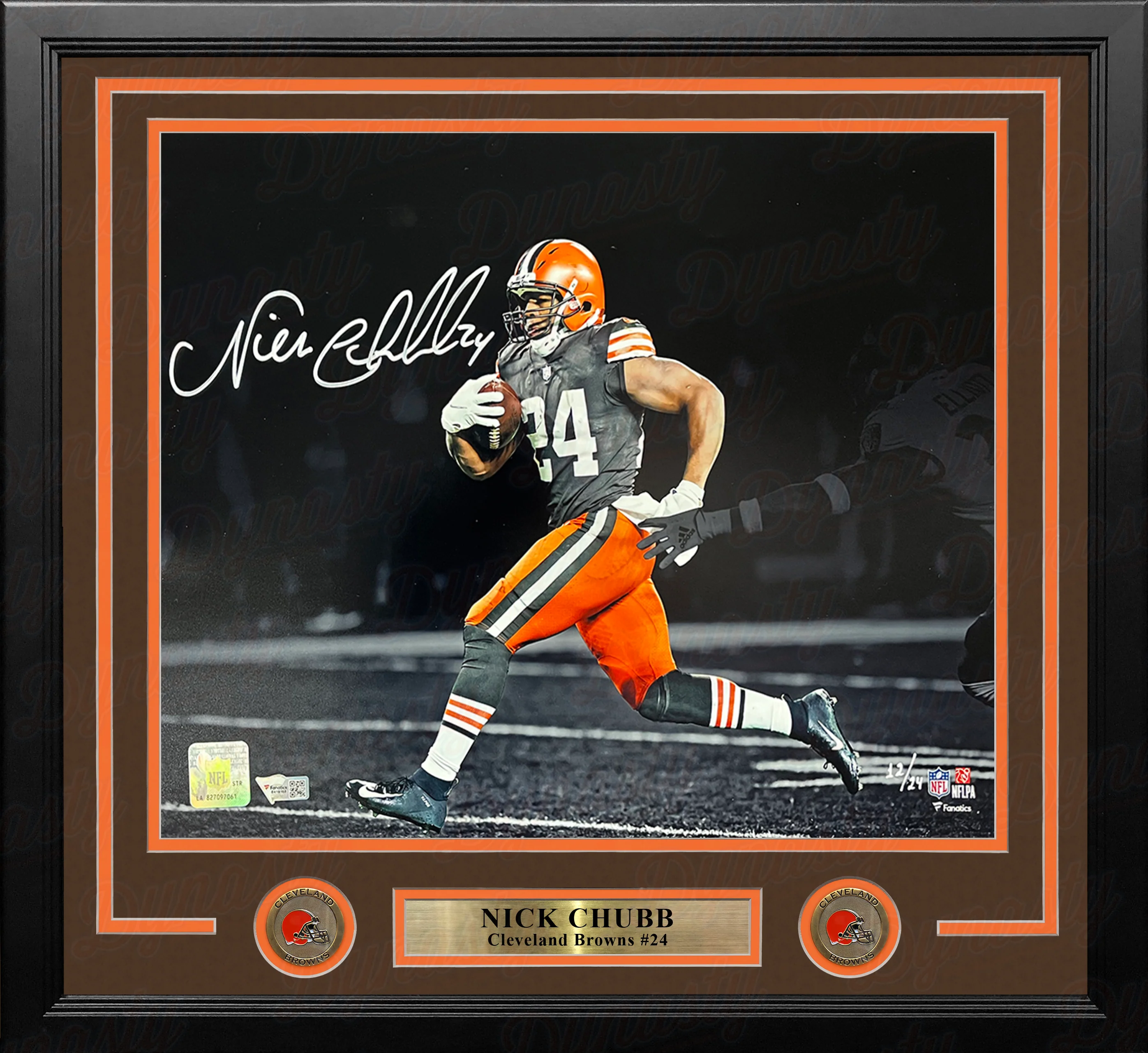 Nick Chubb Blackout Cleveland Browns Autographed 11" x 14" Framed Football Photo