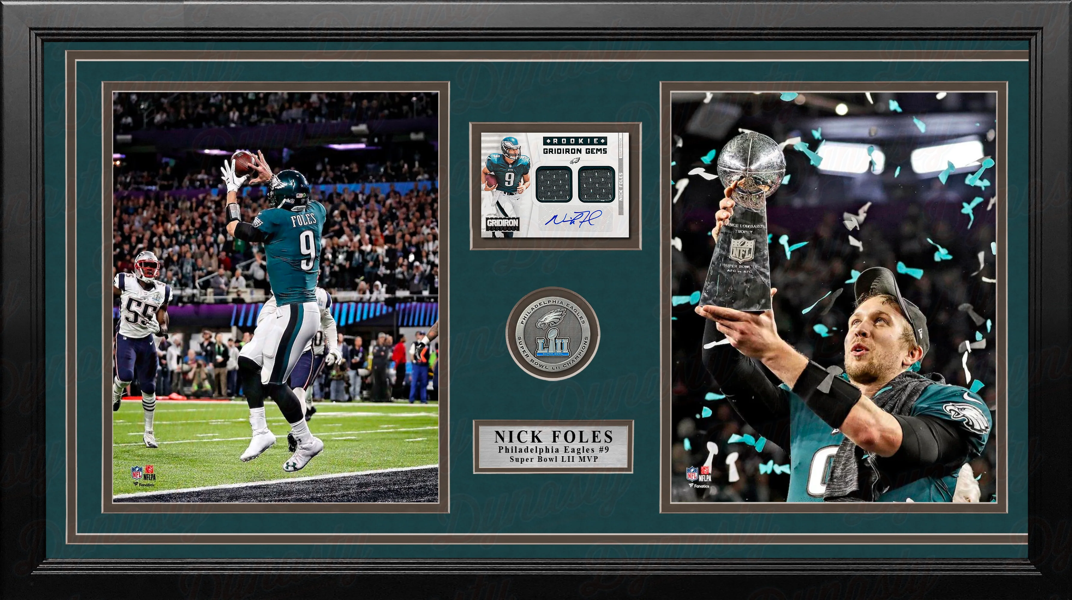 Nick Foles Super Bowl LII Philadelphia Eagles 8x10 Framed Photo with Autographed Jersey Patch Card - Image 2