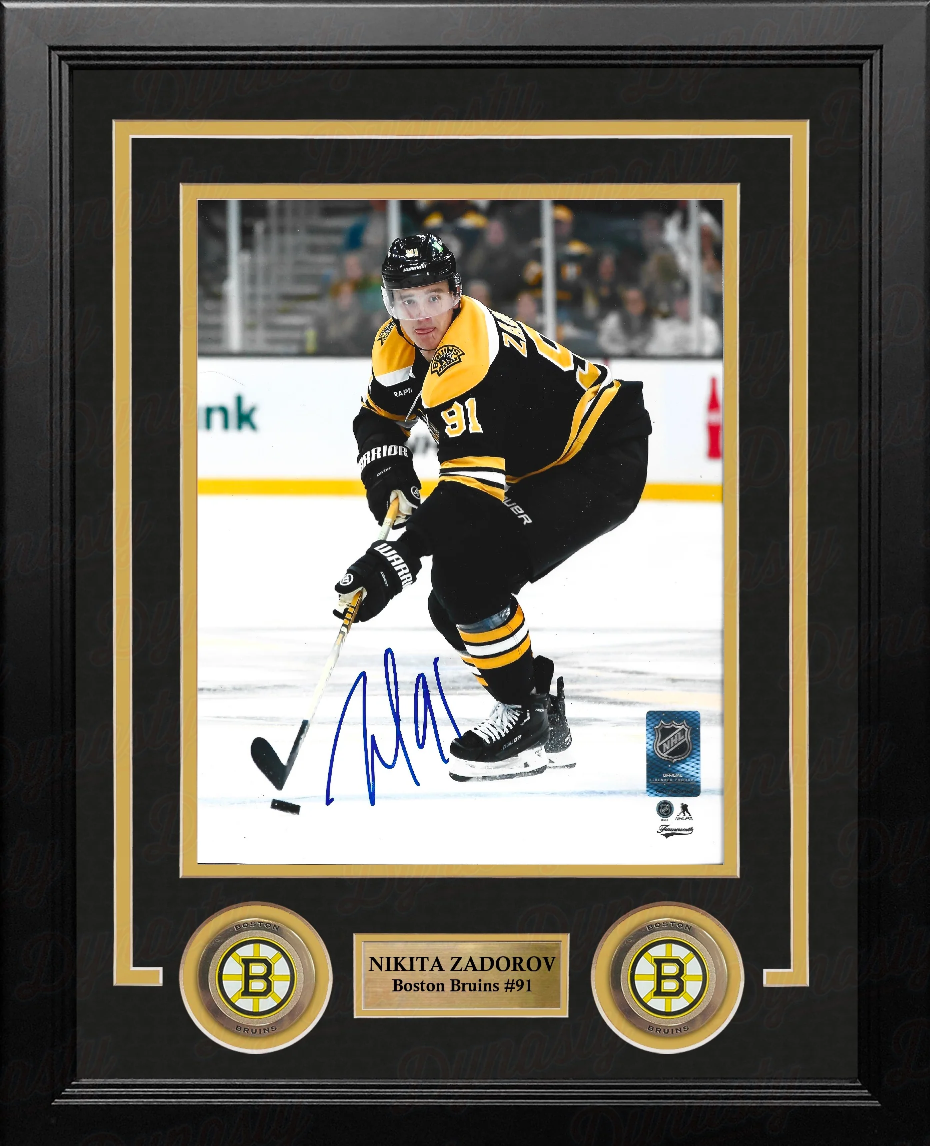 Nikita Zadorov in Action Boston Bruins Autographed 8" x 10" Framed Hockey Photo
