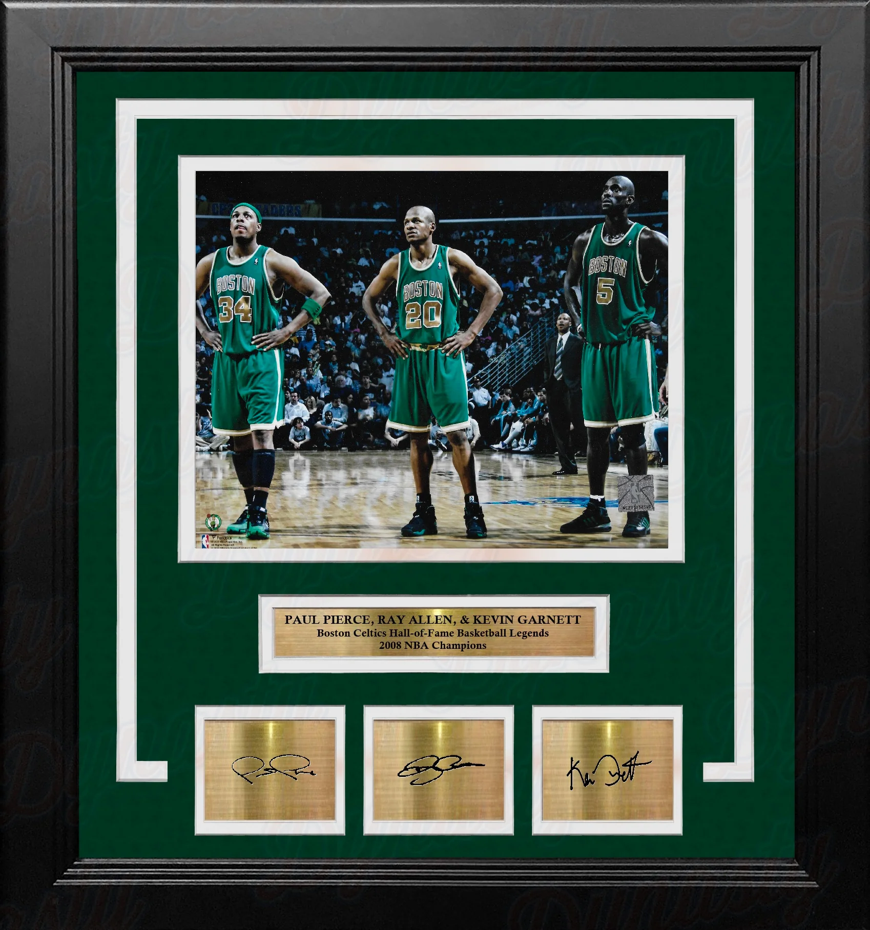 Paul Pierce, Ray Allen & Kevin Garnett Boston Celtics 8" x 10" Framed Photo with Engraved Autographs