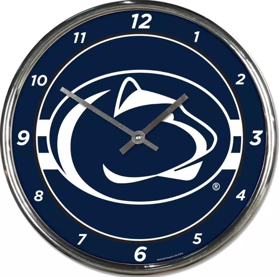Penn State Nittany Lions Round Chrome Clock
