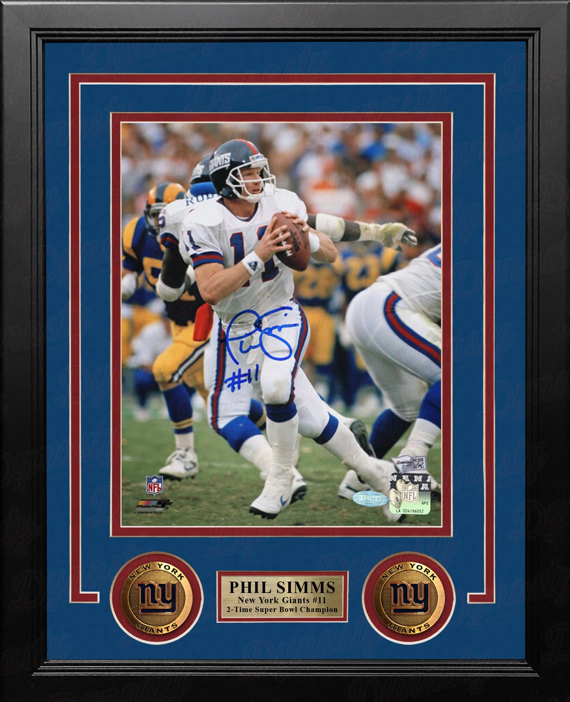 Phil Simms in Action New York Giants Autographed 8" x 10" Framed Football Photo