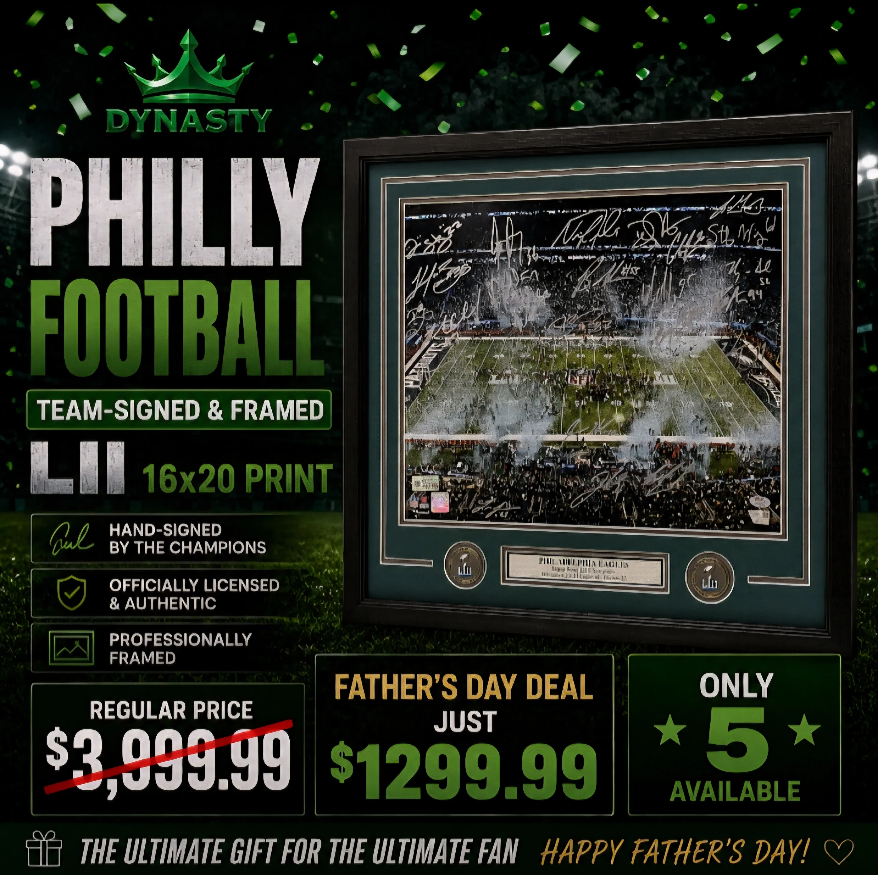 Philadelphia Eagles SB LII & LIX Champions Team-Signed 16" x 20" Print - Image 3