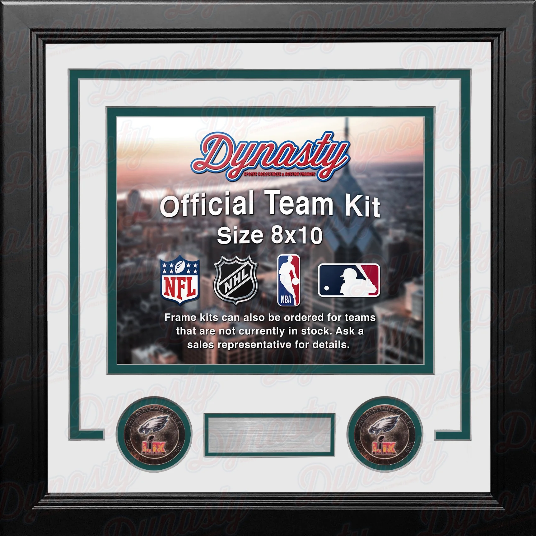 Philadelphia Eagles Super Bowl LIX Champions Custom NFL Football 8x10 Picture Frame Kit (3 Colors) - Image 3