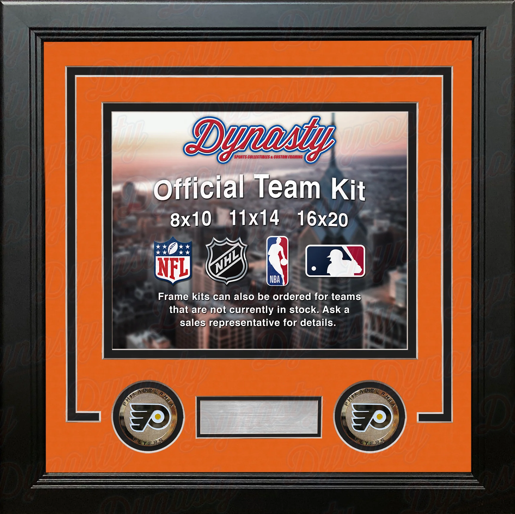 Philadelphia Flyers NHL Hockey Photo Picture Frame (Orange Matting, Black Trim)