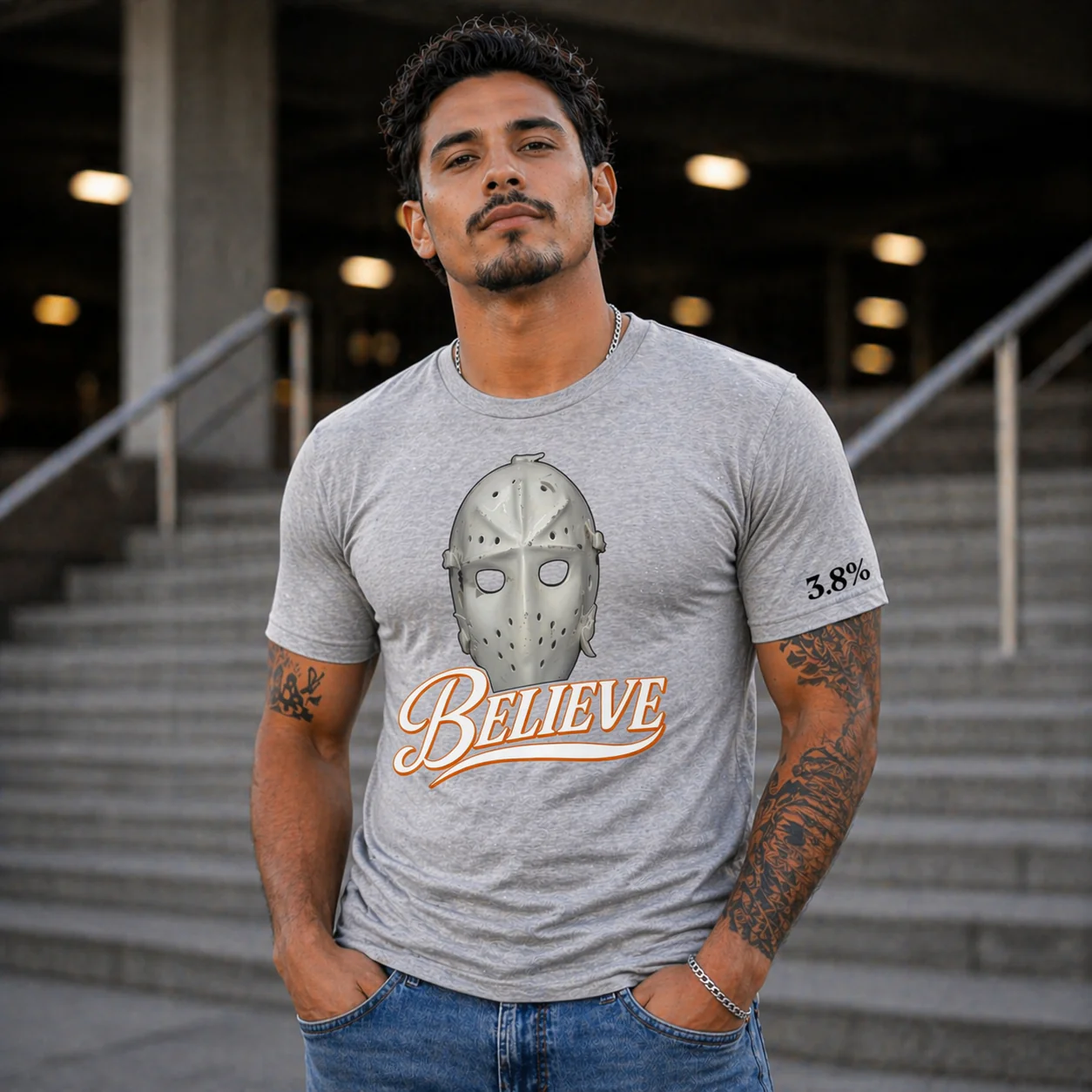 Philadelphia Hockey "Believe" 3.8% Chance Adult T-Shirt - Image 3