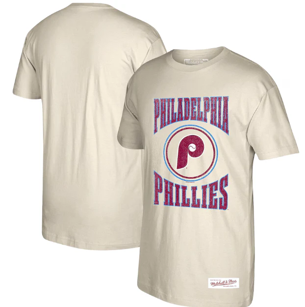 Philadelphia Phillies Mitchell & Ness Arched Throwback Logo T-Shirt - Cream