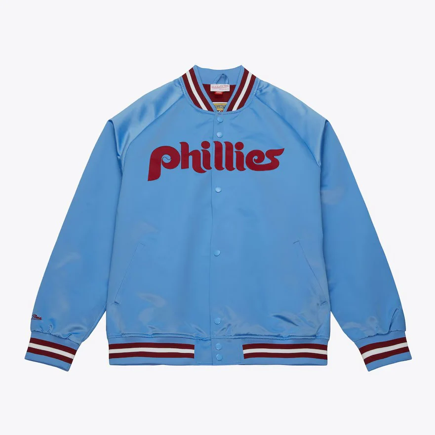 Philadelphia Phillies Mitchell & Ness Powder Blue Lightweight Satin Raglan Full-Snap Jacket