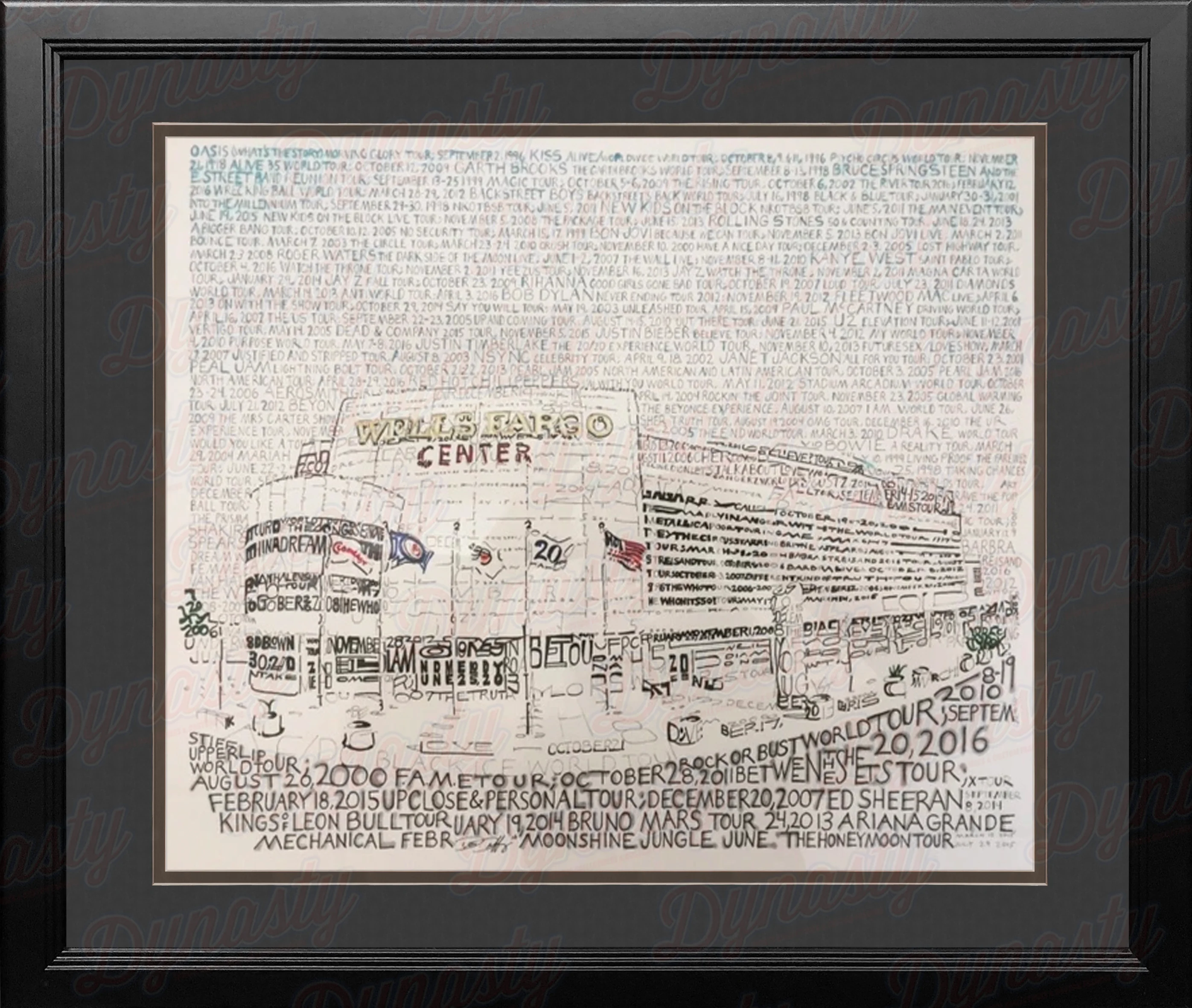 Philadelphia Wells Fargo Center Concert History Daniel Duffy Word Art 16" x 20" Framed Photo