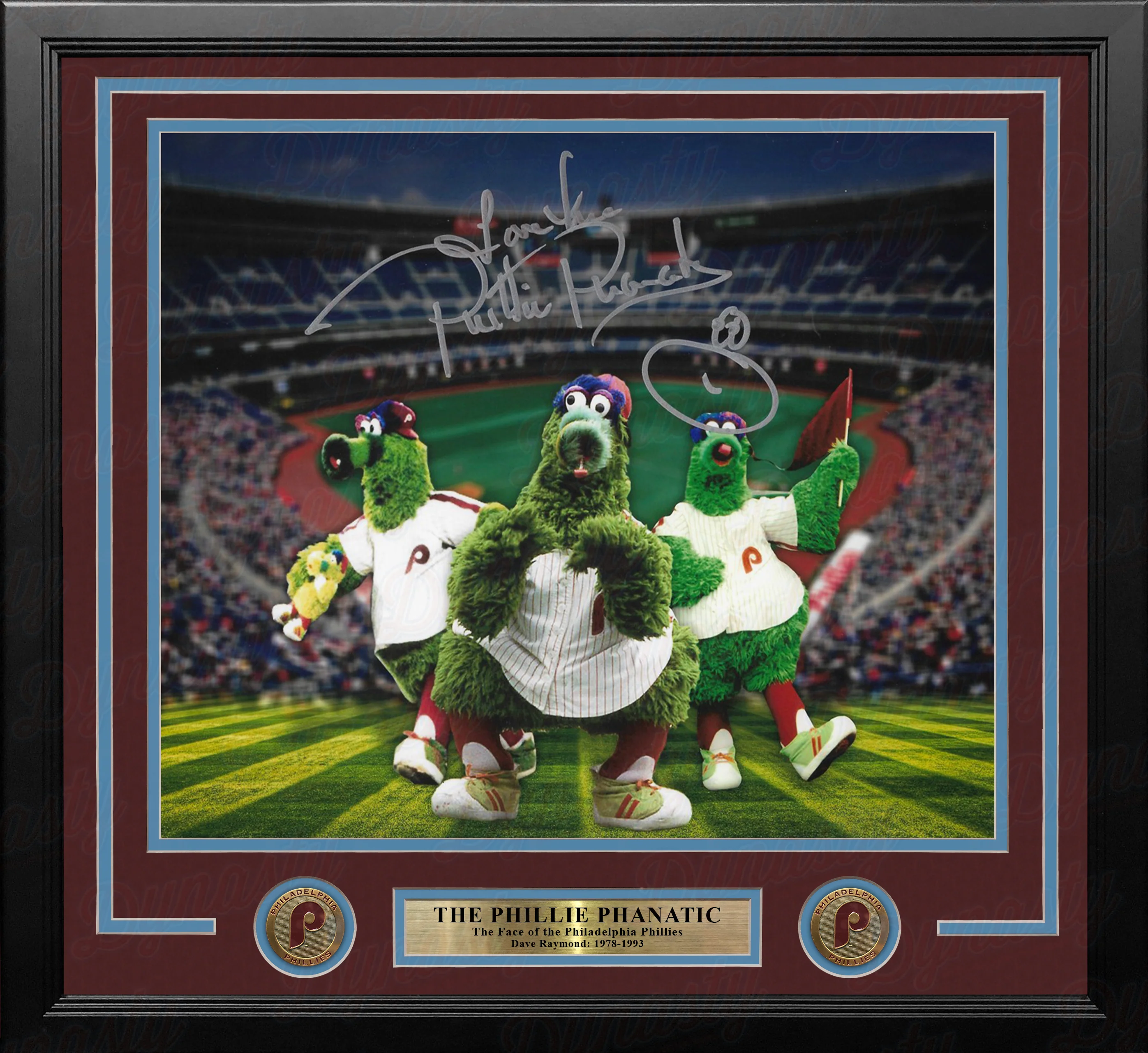 Phillie Phanatic Dave Raymond Autographed 11" x 14" Framed Baseball Collage Photo