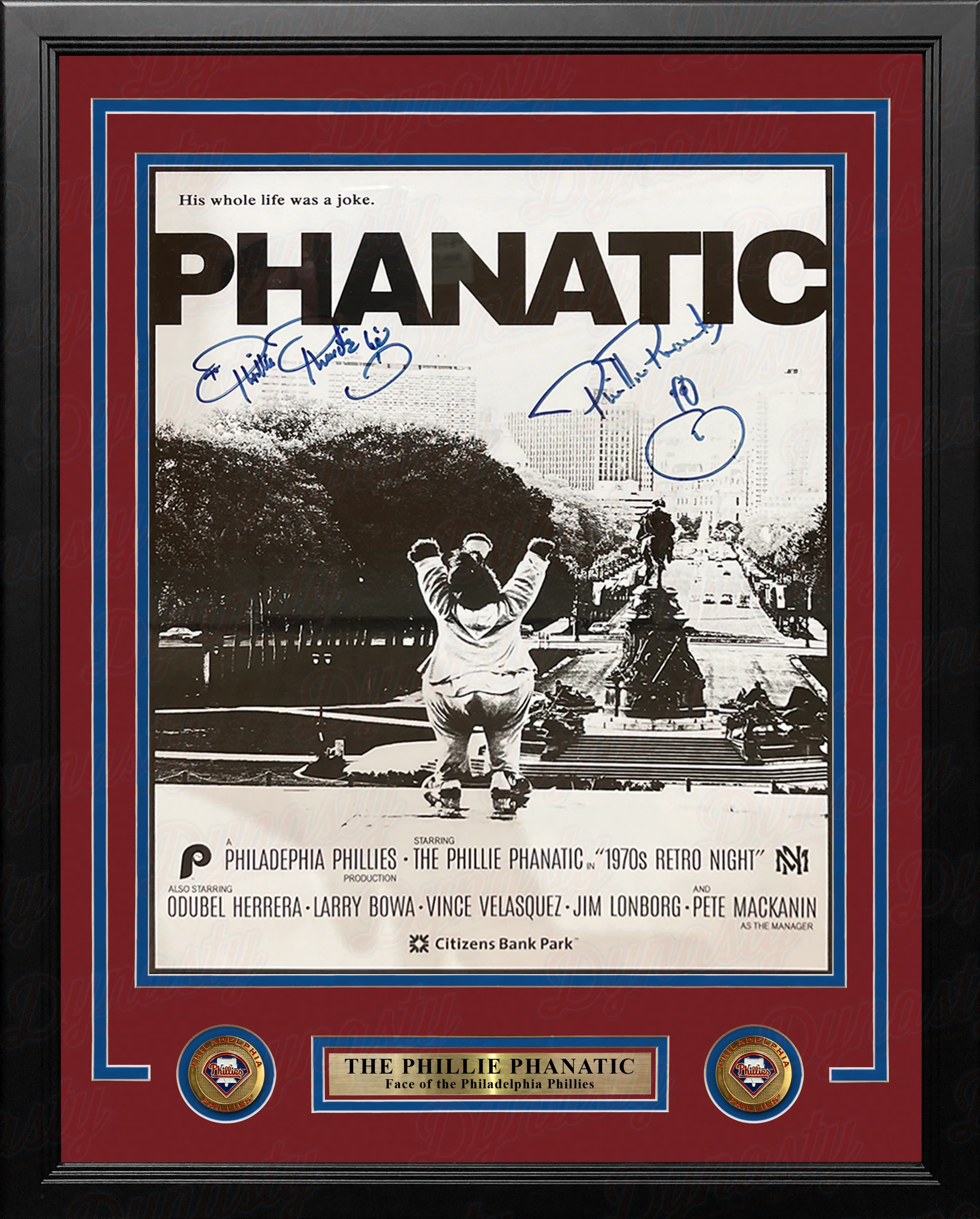 Phillie Phanatic Philadelphia Phillies Rocky Poster Dual-Autographed 11" x 14" Framed Baseball Photo