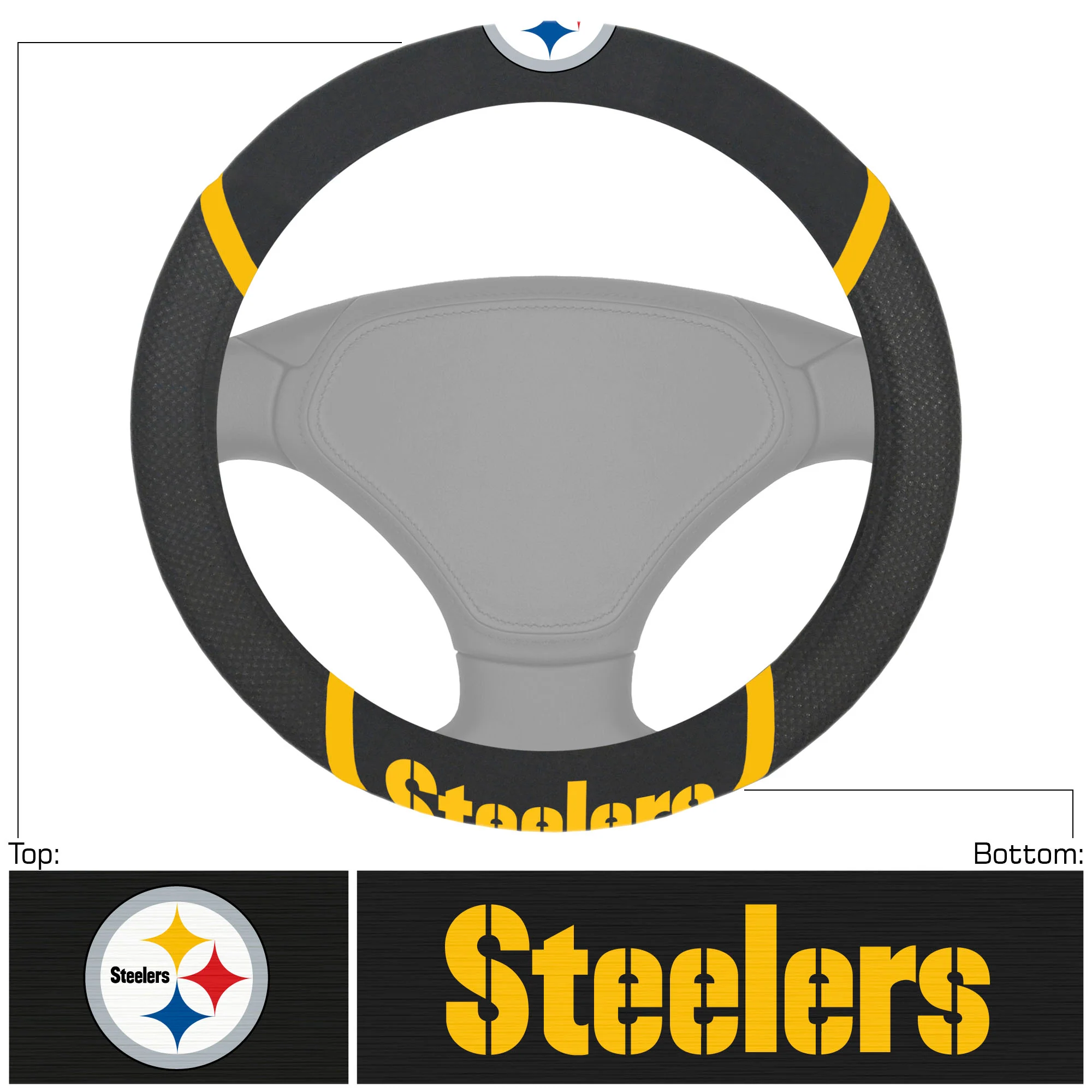 Pittsburgh Steelers Deluxe Football Steering Wheel Cover