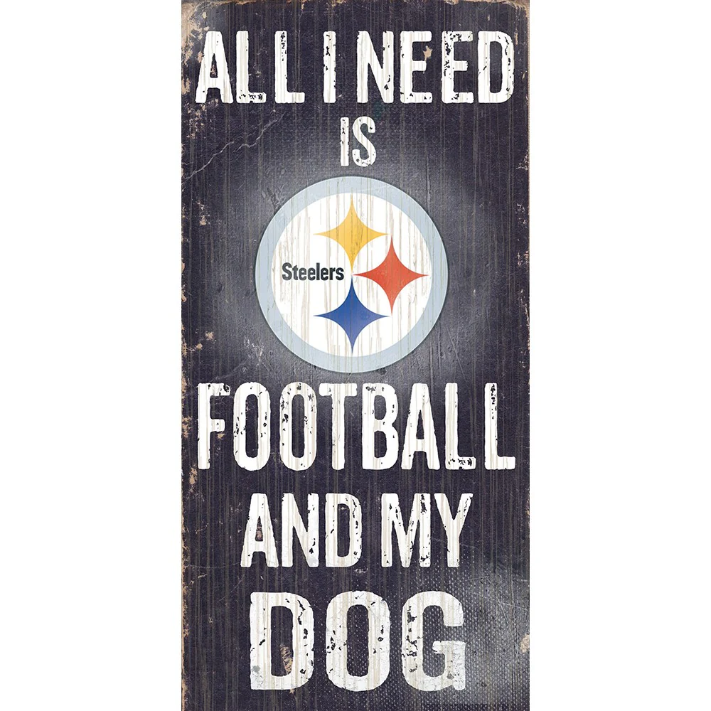 Pittsburgh Steelers Football and My Dog Wooden Sign