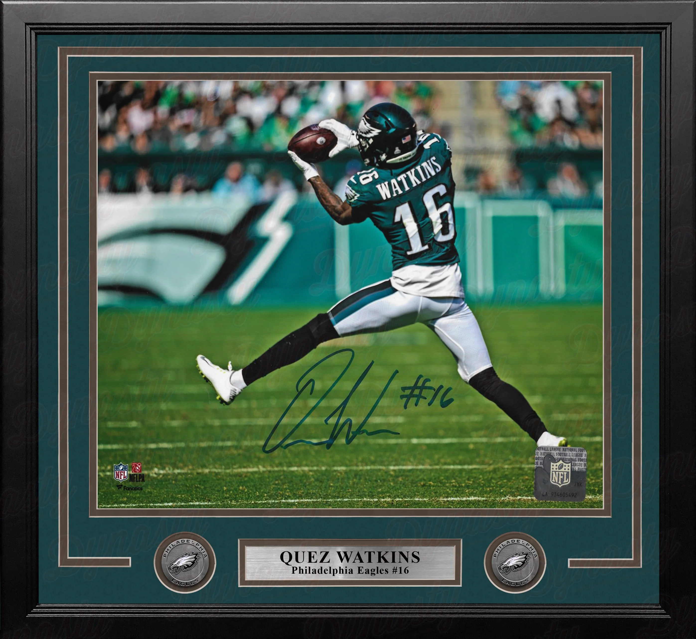 Quez Watkins Jump Catch Philadelphia Eagles Autographed 11" x 14" Framed Photo