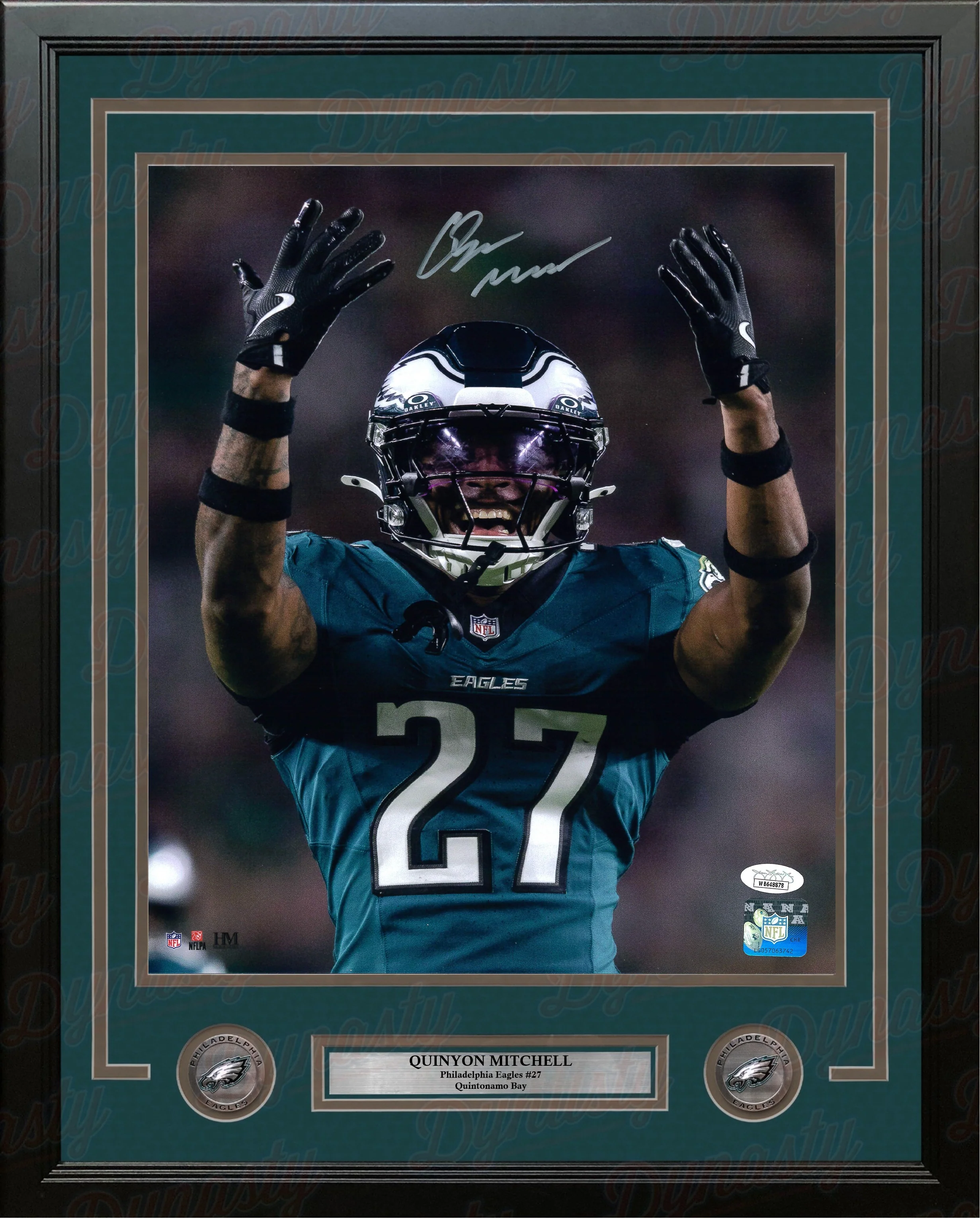 Quinyon Mitchell Celebration Philadelphia Eagles Autographed 11" x 14" Framed Photo