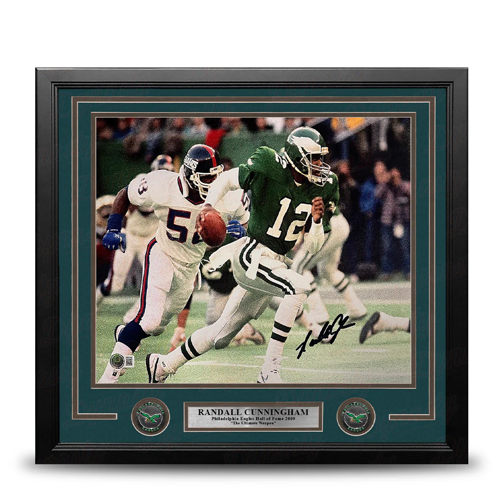Randall Cunningham Running v. the Giants Philadelphia Eagles Autographed 11x14 Framed Football Photo