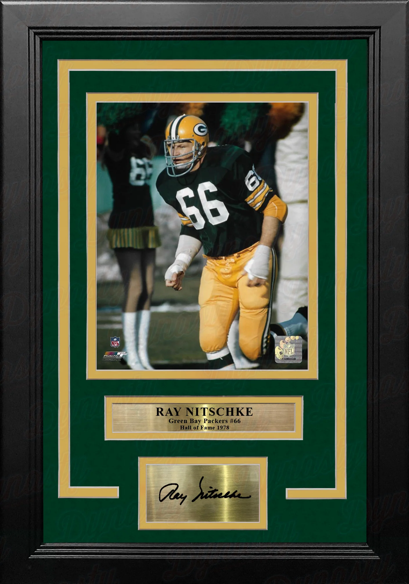 Ray Nitschke in Action Green Bay Packers 8" x 10" Framed Football Photo with Engraved Autograph - Image 2