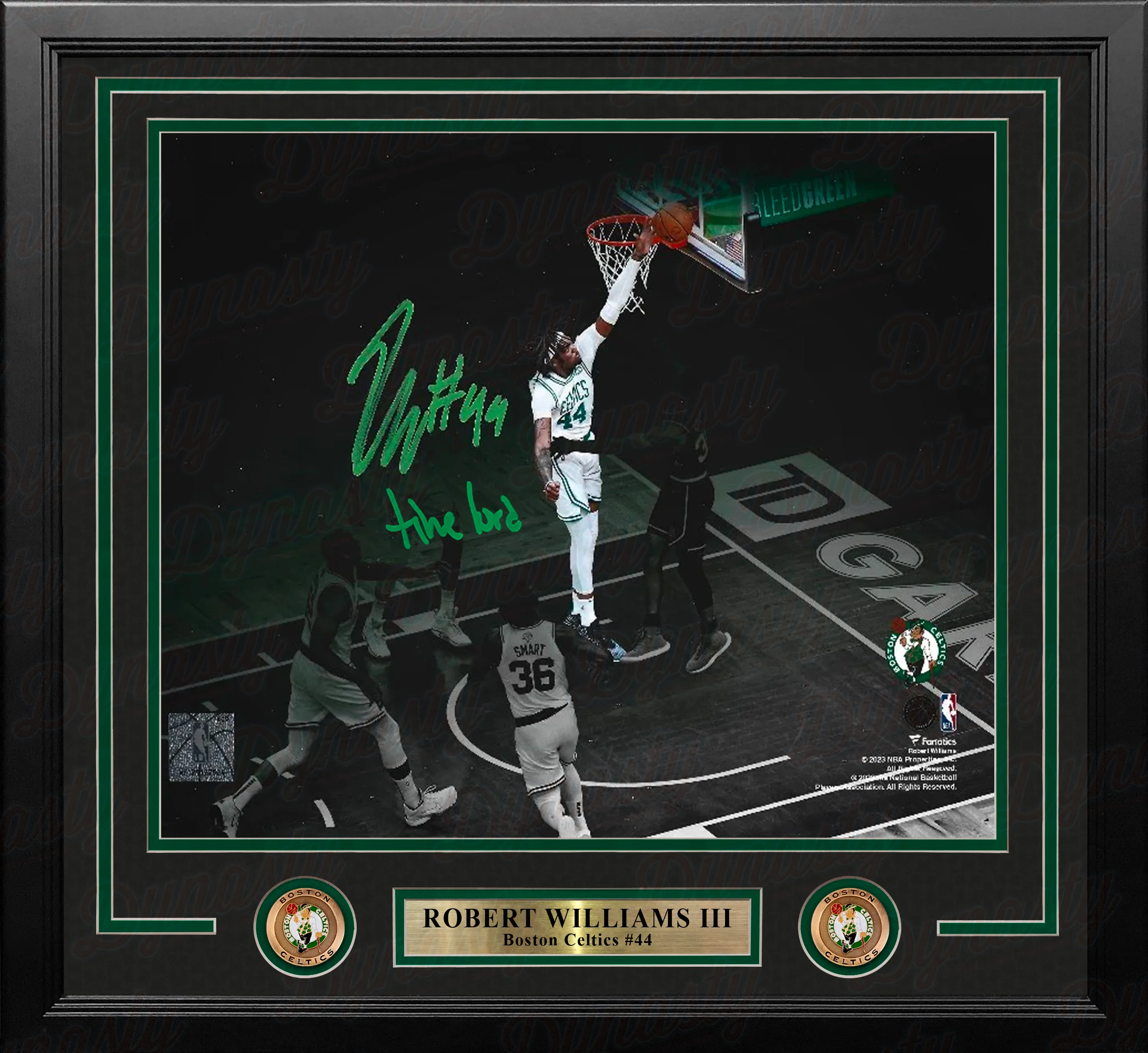 Robert Williams III Blocks Steph Curry Boston Celtics Autographed Framed 16x20 Photo - Time Lord - Image 2