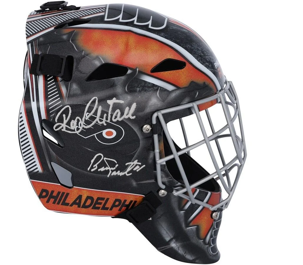 Ron Hextall & Bernie Parent Philadelphia Flyers Autographed NHL Hockey Goalie Replica Mask