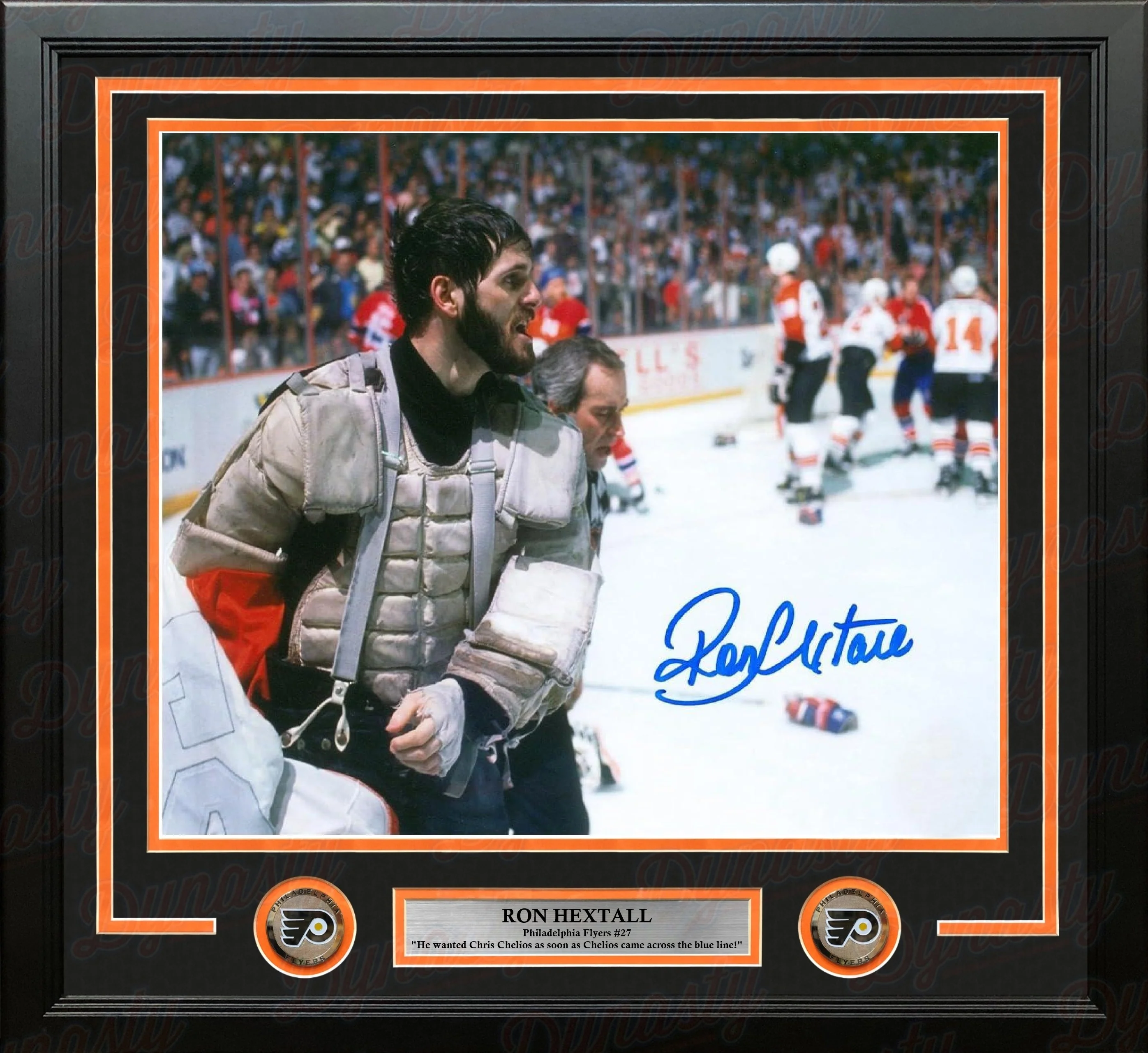 Ron Hextall Chelios Fight Philadelphia Flyers Autographed 16" x 20" Framed Hockey Photo