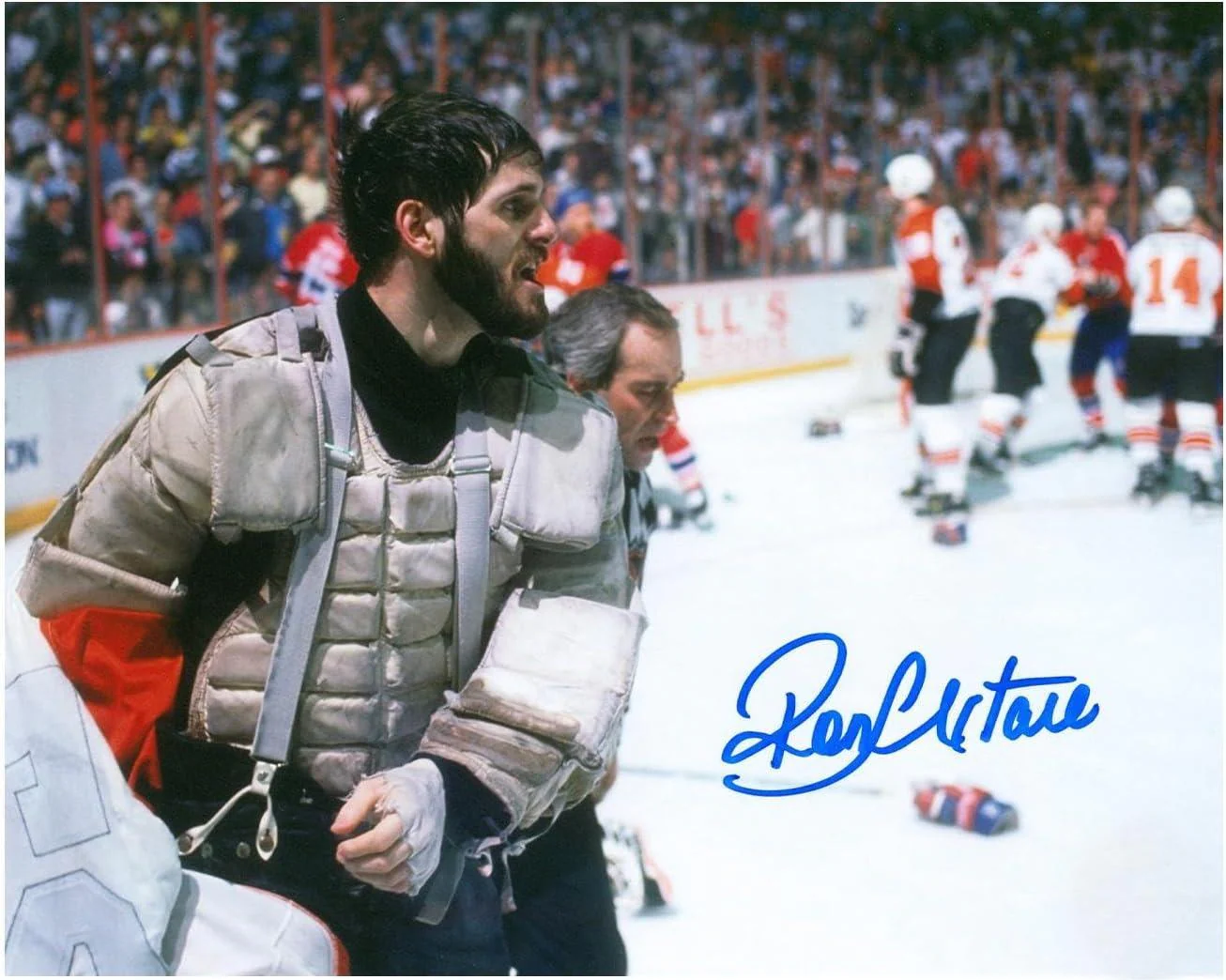 Ron Hextall Chelios Fight Philadelphia Flyers Autographed 8" x 10" Hockey Photo