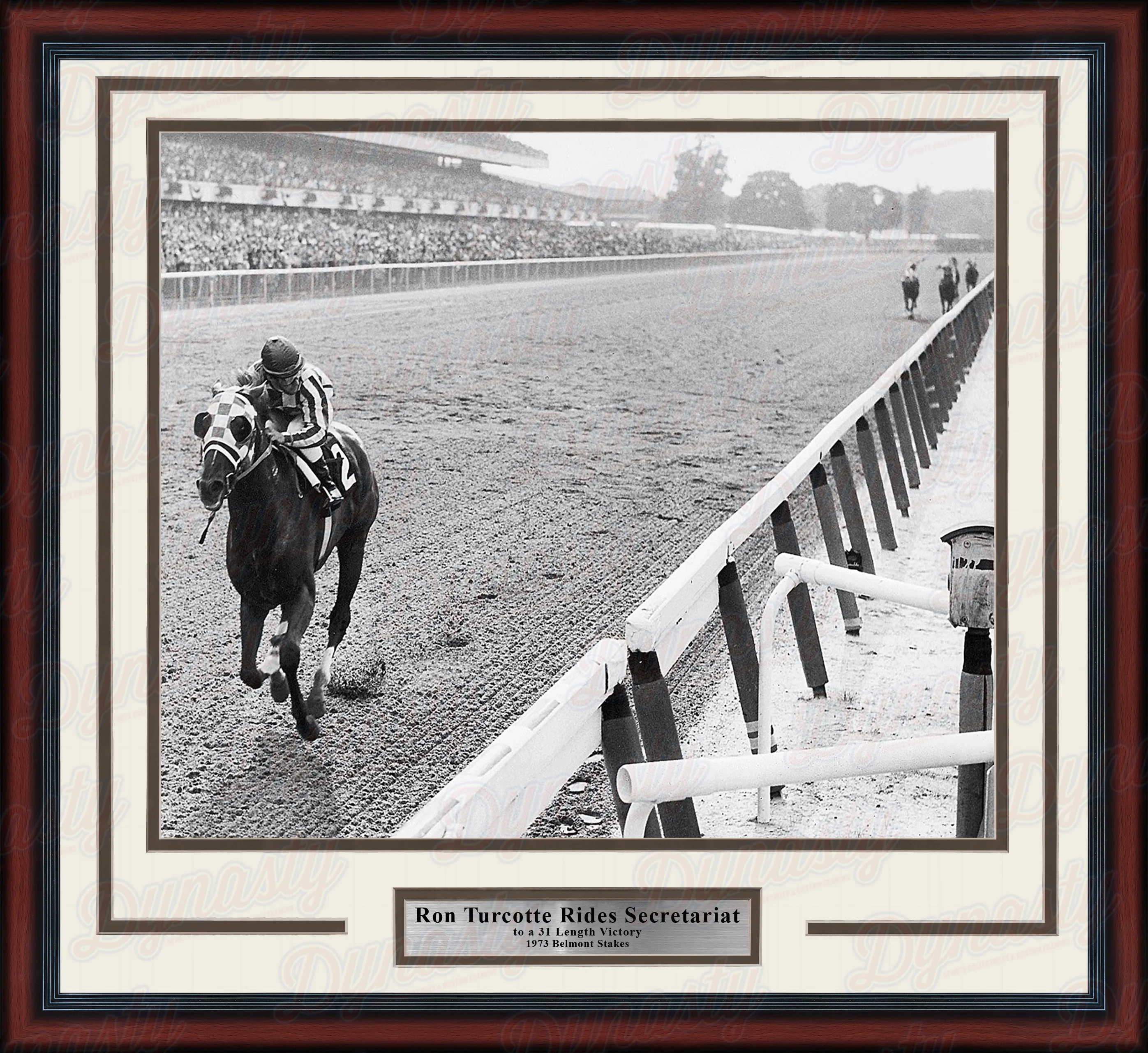 Ron Turcotte Riding Secretariat at the 1973 Belmont Stakes Framed Horse Racing Photo - Image 2