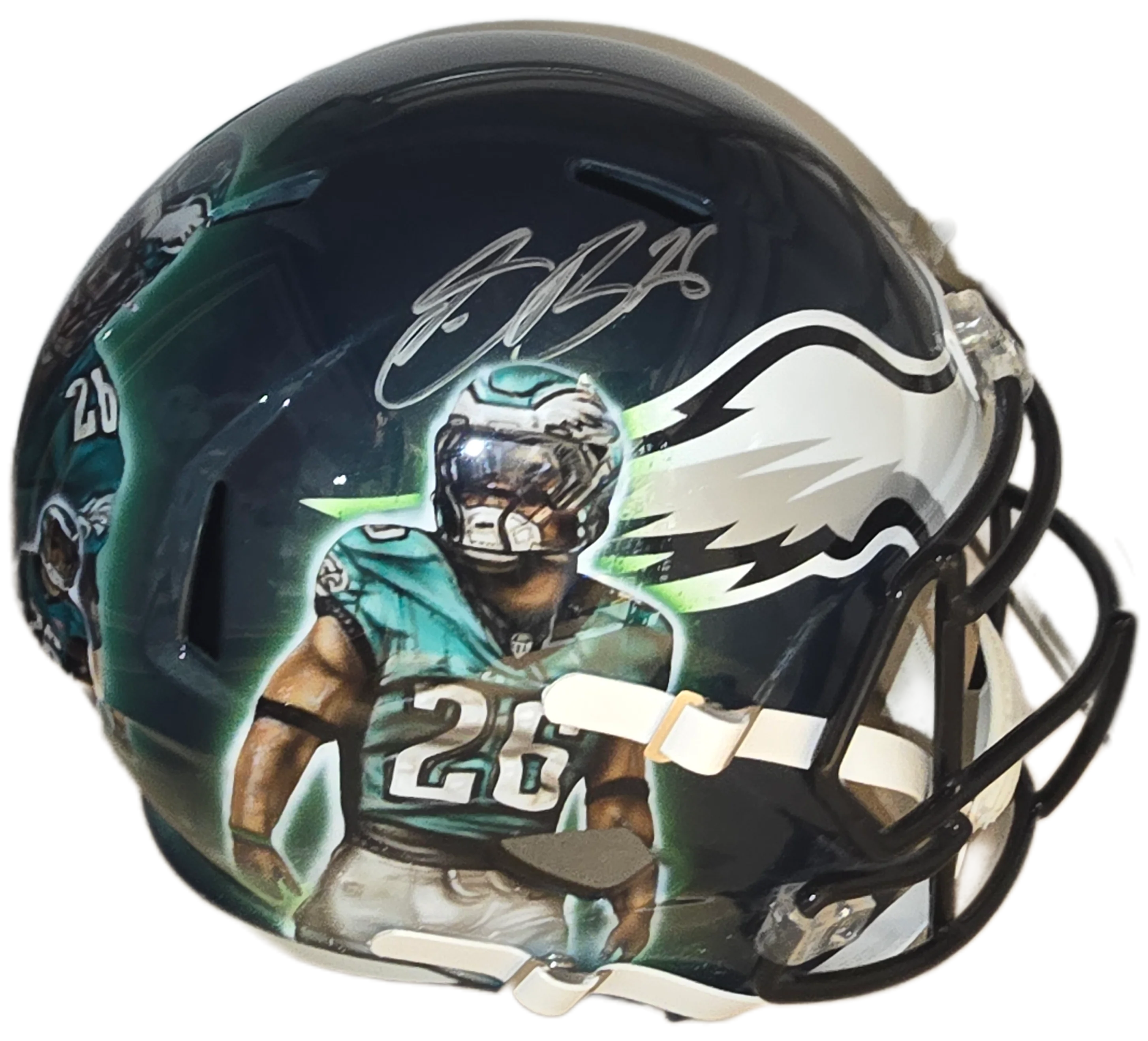 Saquon Barkley Autographed Super Bowl LIX Custom Painted Helmet 1/1 - Image 2