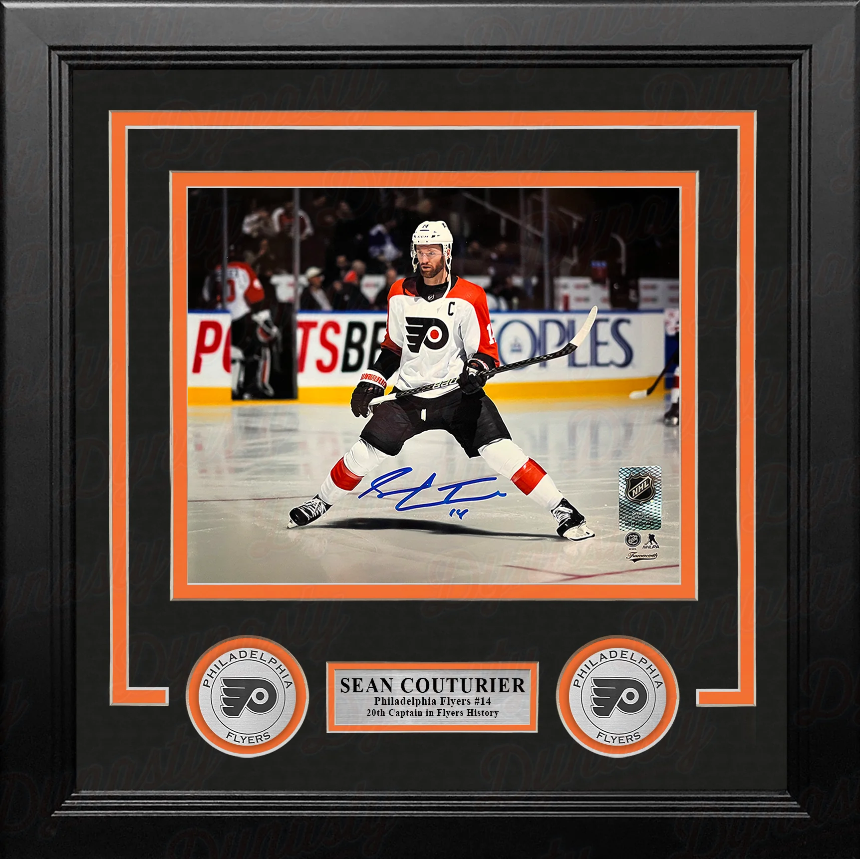 Sean Couturier Captain Skating Action Philadelphia Flyers Autographed 8" x 10" Framed Hockey Photo - Image 2