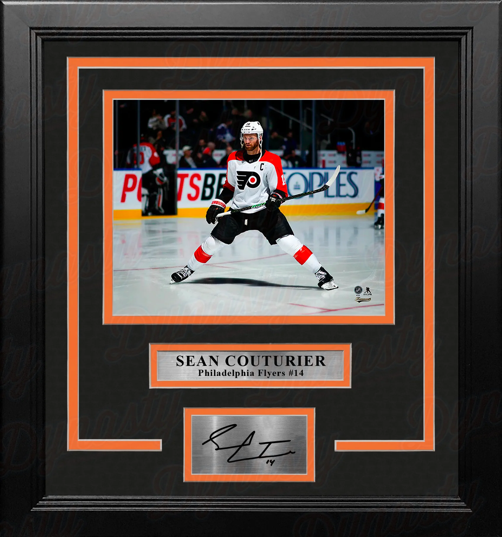 Sean Couturier Skating as Captain Philadelphia Flyers 8x10 Framed Hockey Photo & Engraved Autograph - Image 2