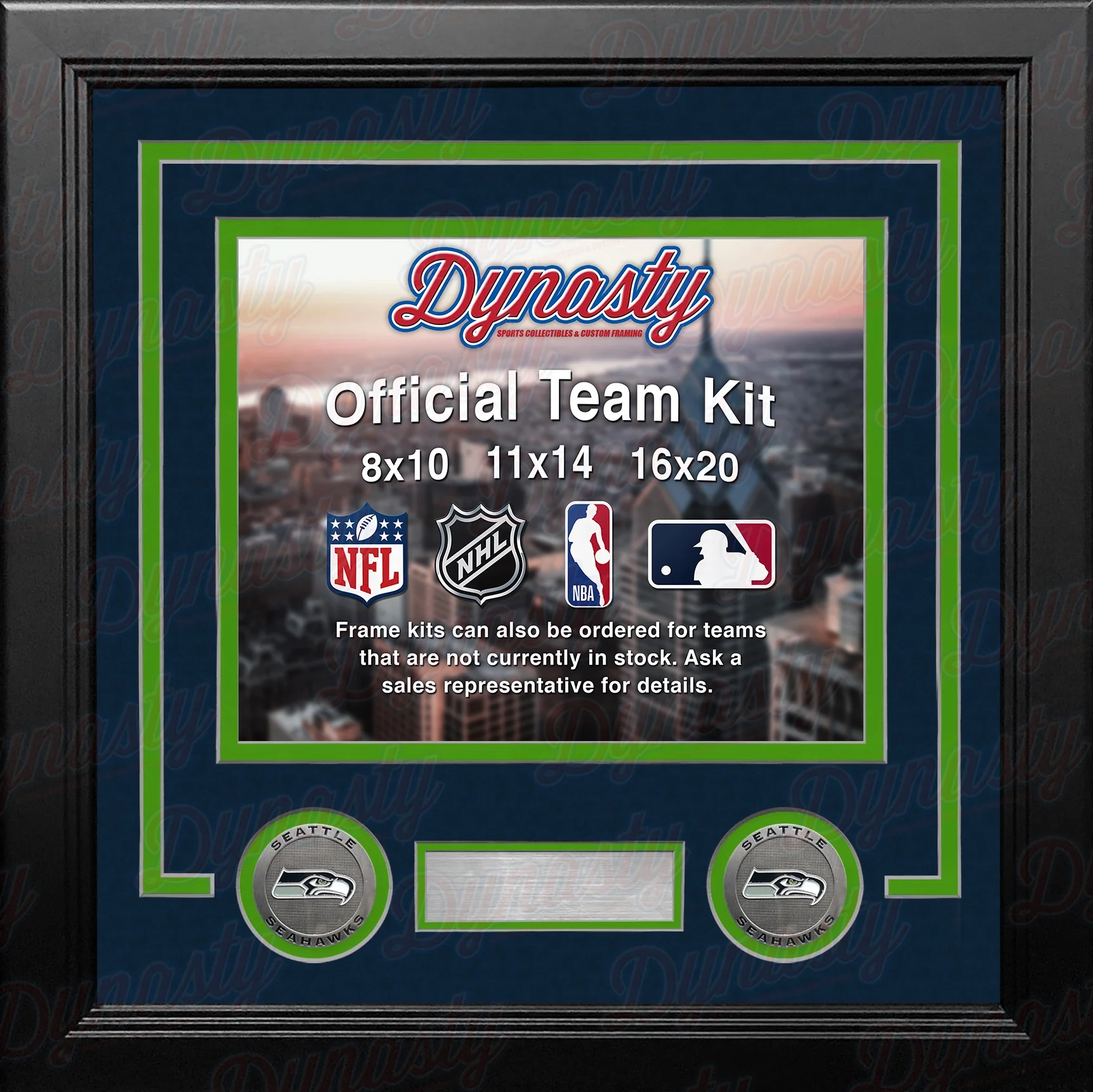 Seattle Seahawks Custom NFL Football 11x14 Picture Frame Kit (Multiple Colors)