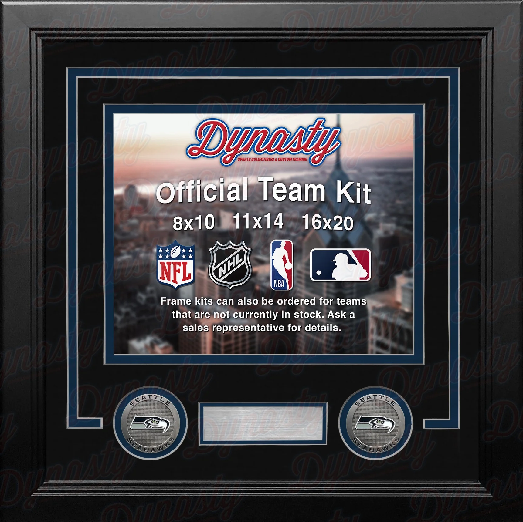 Seattle Seahawks Custom NFL Football 11x14 Picture Frame Kit (Multiple Colors) - Image 3