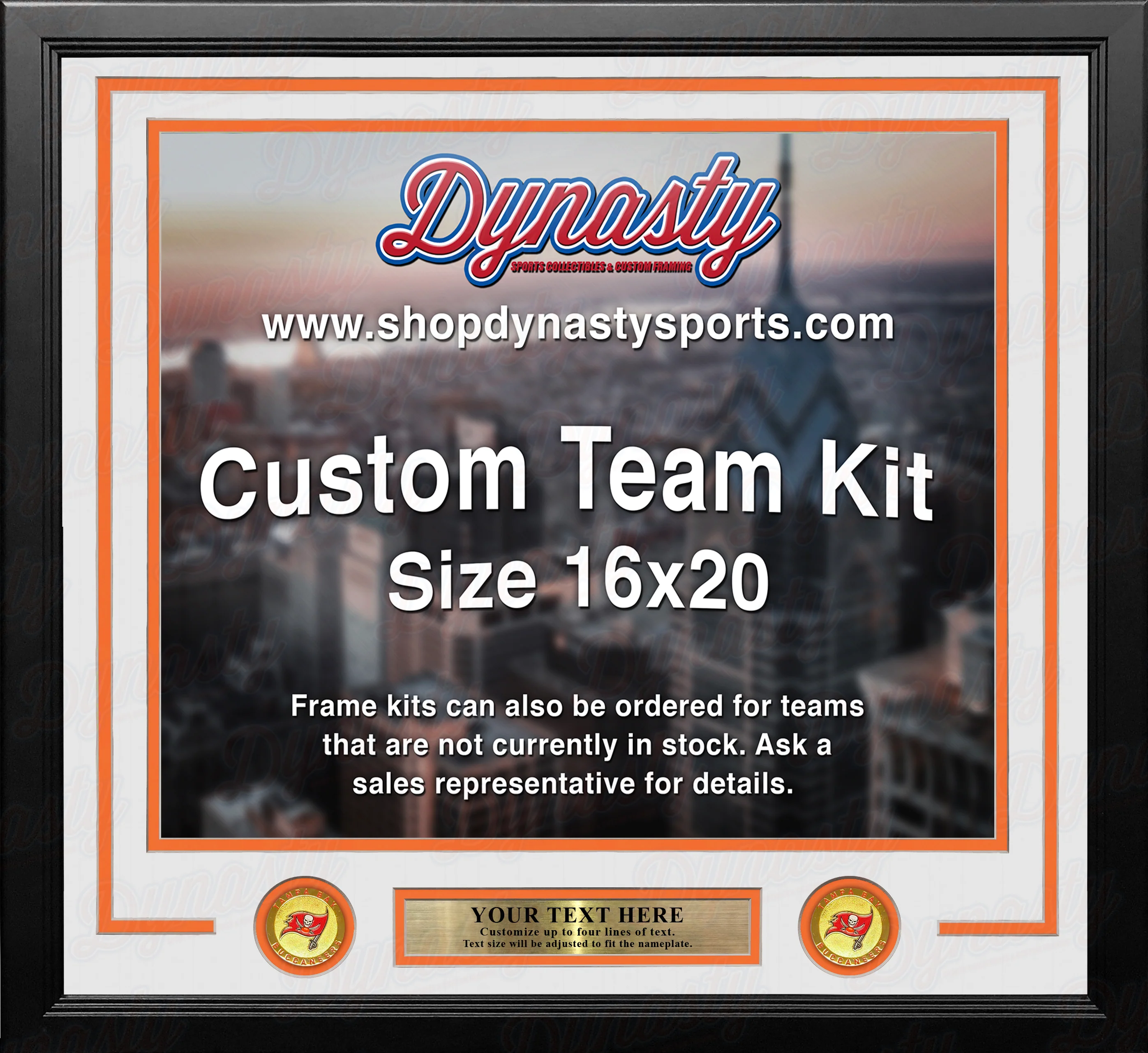 Tampa Bay Buccaneers Throwback Custom NFL Football 16x20 Picture Frame Kit (Multiple Colors) - Image 2