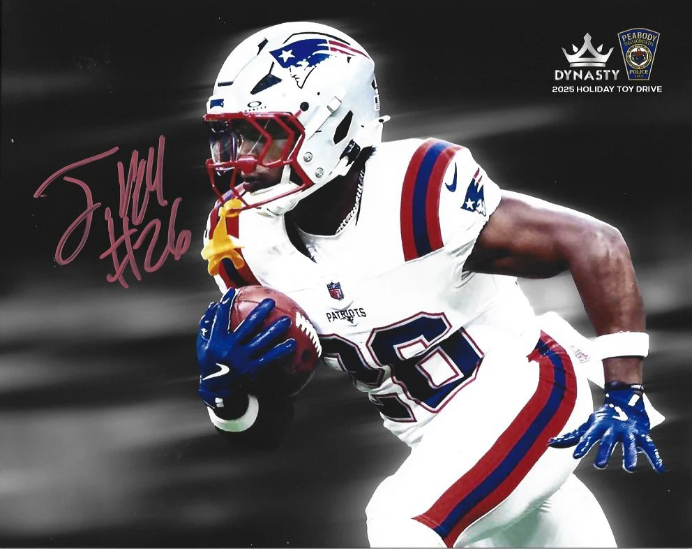 Terrell Jennings in White New England Patriots Autographed 8" x 10" Football Photo
